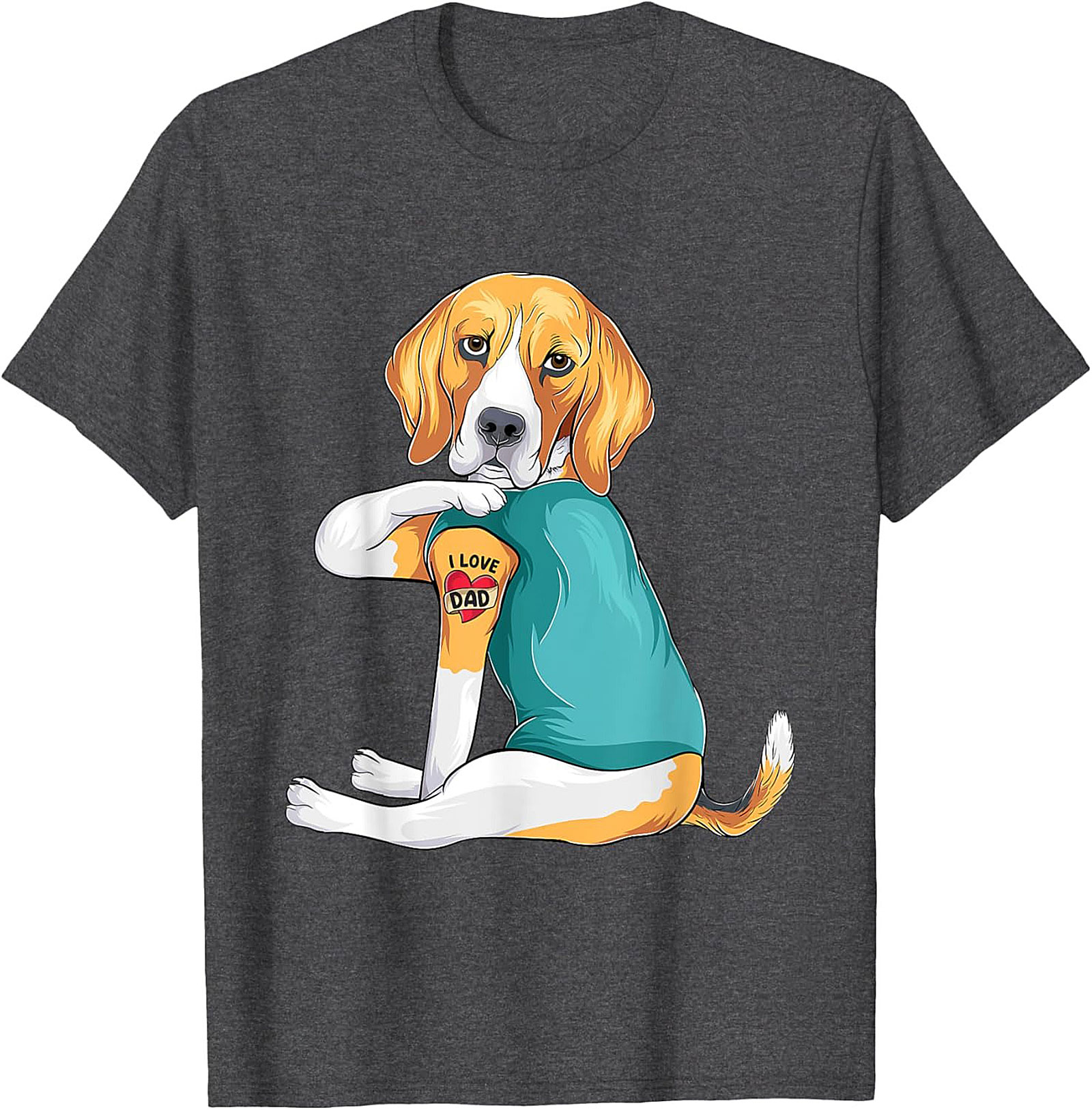 Funny Beagle Dog Dad Graphic Tee | I Love Dad Tattoo Shirt