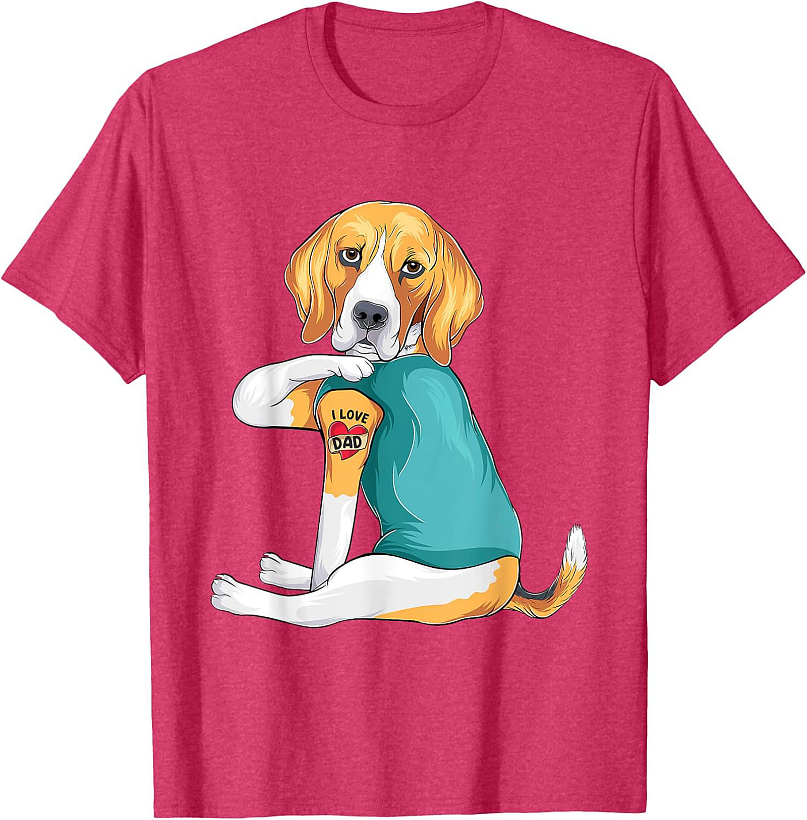 Funny Beagle Dog Dad Graphic Tee | I Love Dad Tattoo Shirt
