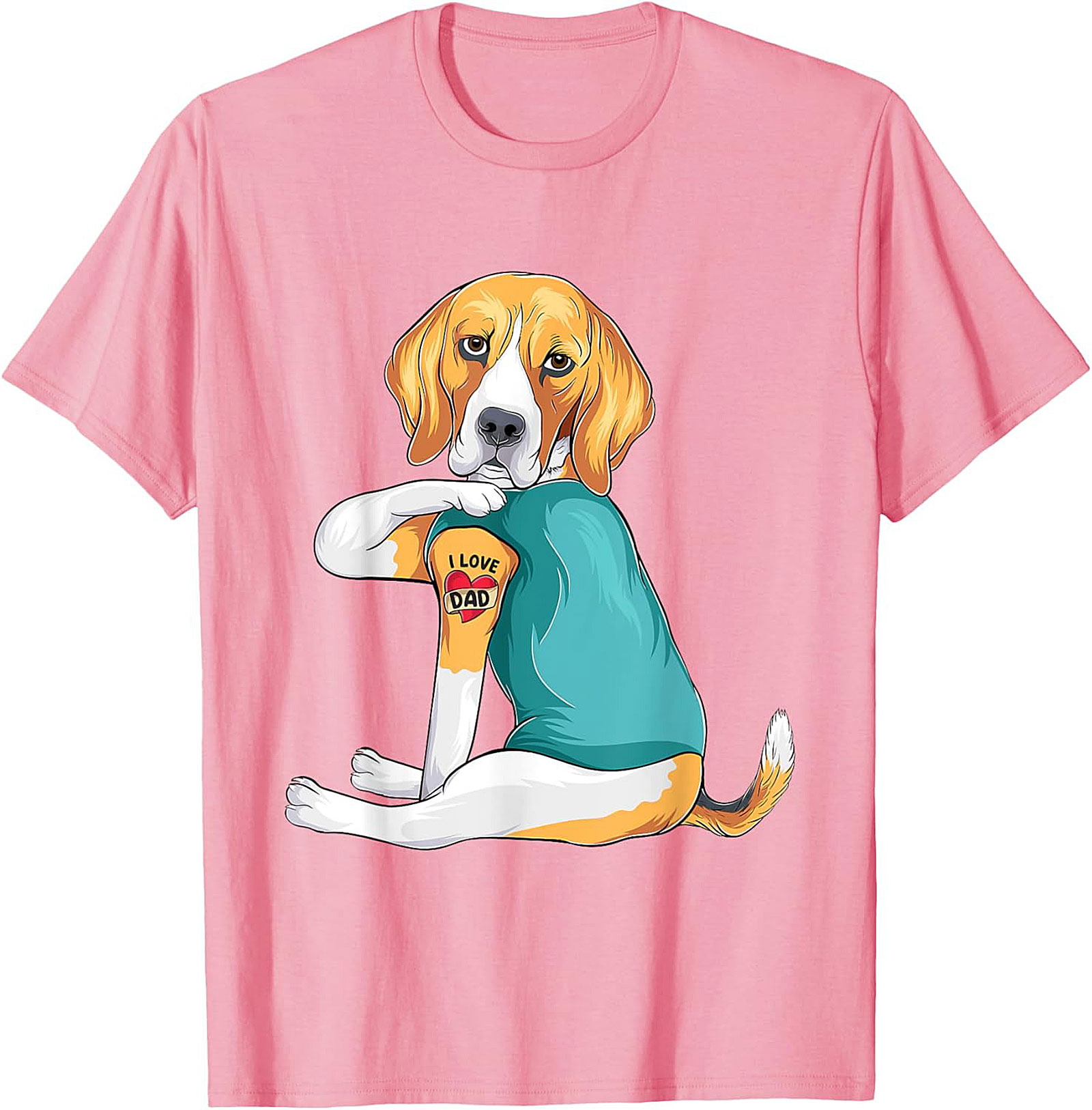 Funny Beagle Dog Dad Graphic Tee | I Love Dad Tattoo Shirt