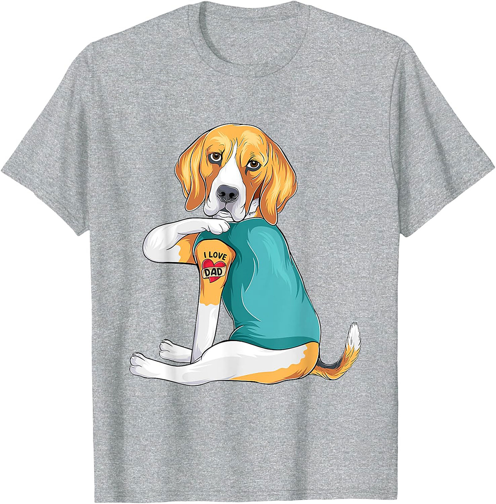 Funny Beagle Dog Dad Graphic Tee | I Love Dad Tattoo Shirt