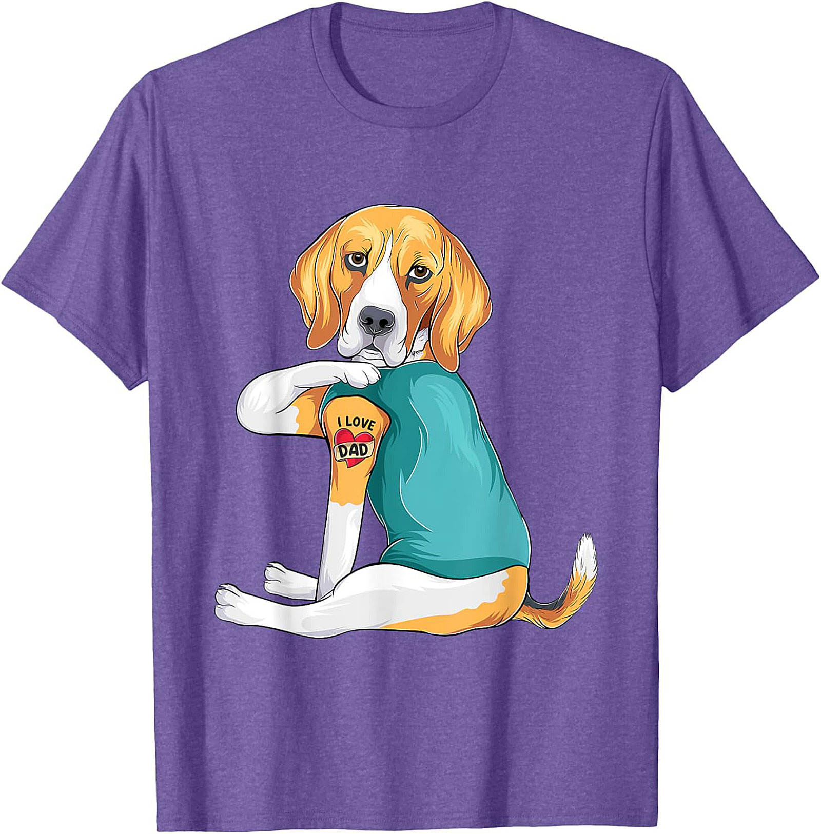 Funny Beagle Dog Dad Graphic Tee | I Love Dad Tattoo Shirt