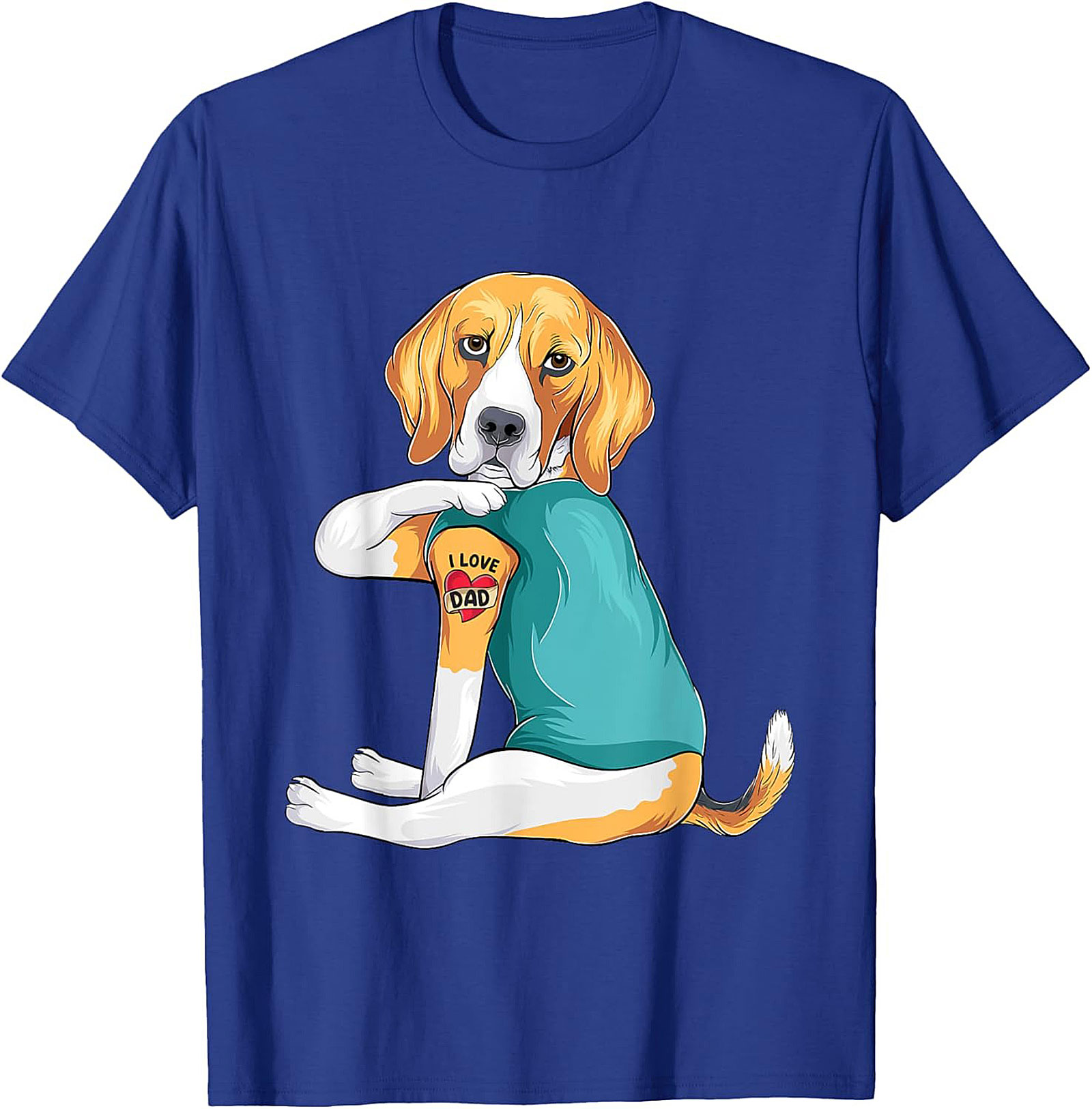 Funny Beagle Dog Dad Graphic Tee | I Love Dad Tattoo Shirt