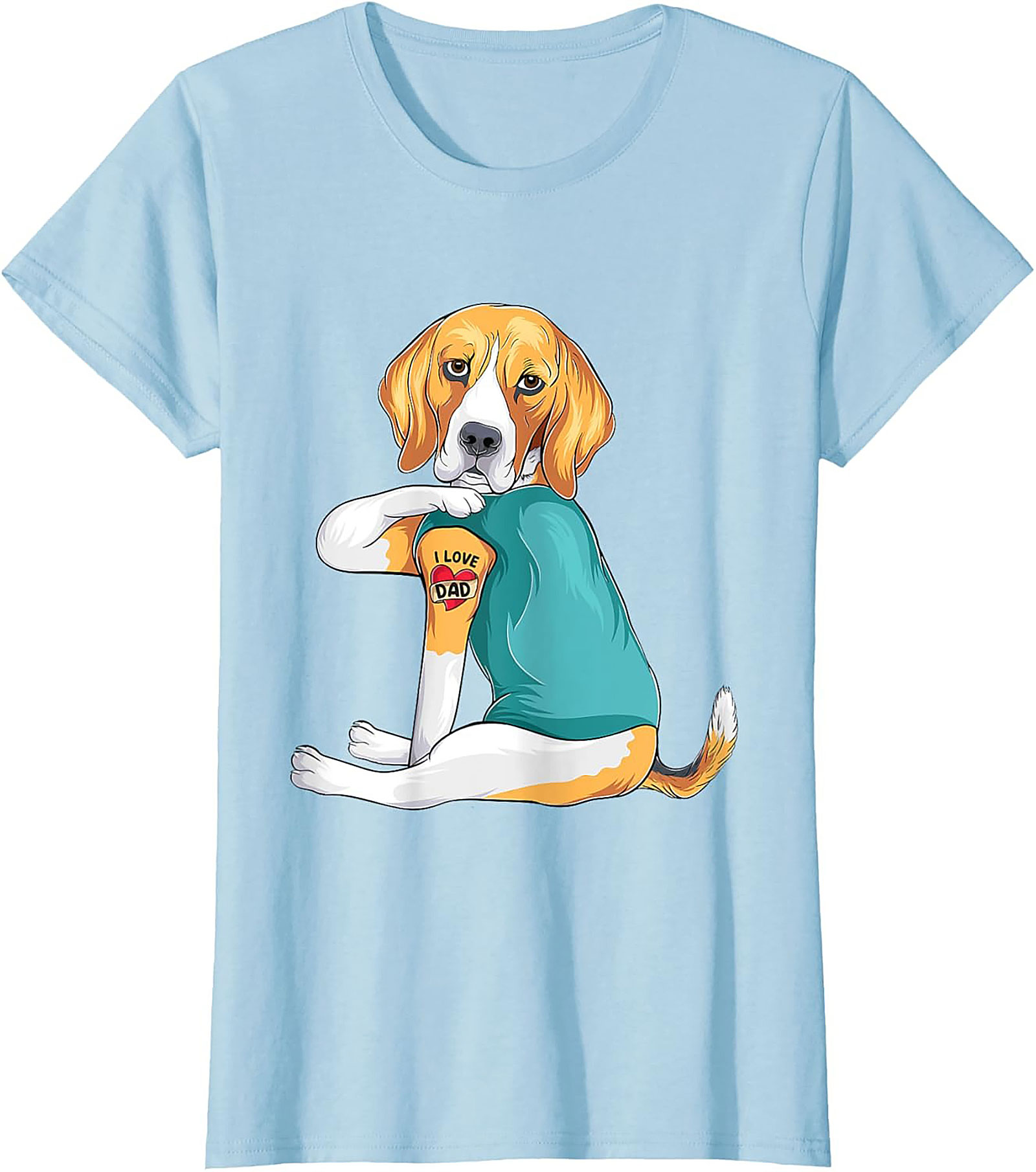 Funny Beagle Dog Dad Graphic Tee | I Love Dad Tattoo Shirt