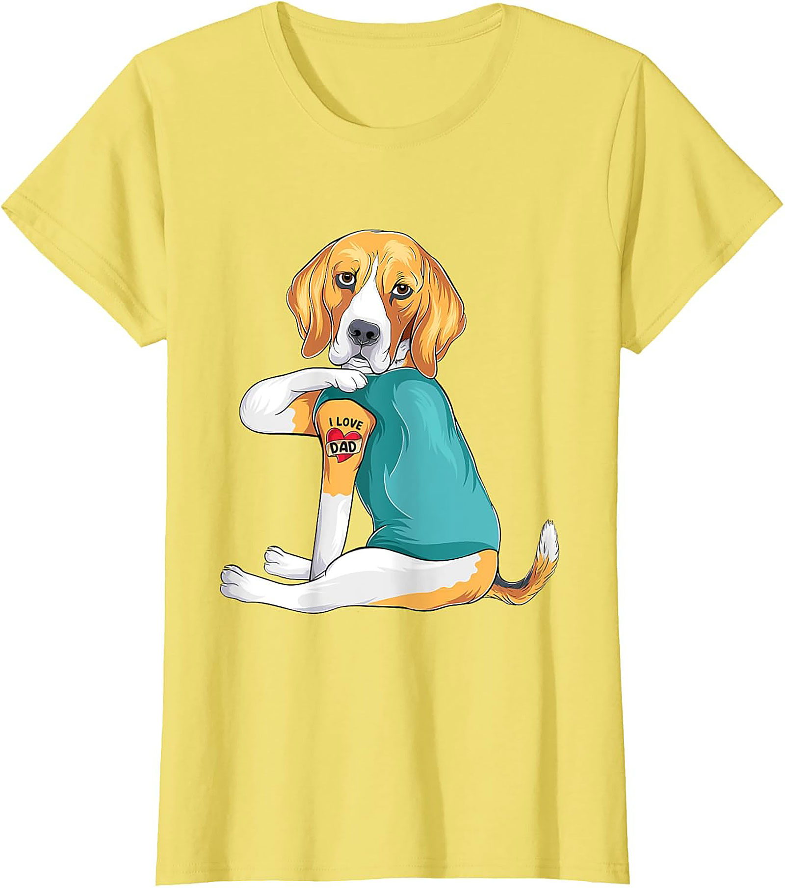 Funny Beagle Dog Dad Graphic Tee | I Love Dad Tattoo Shirt