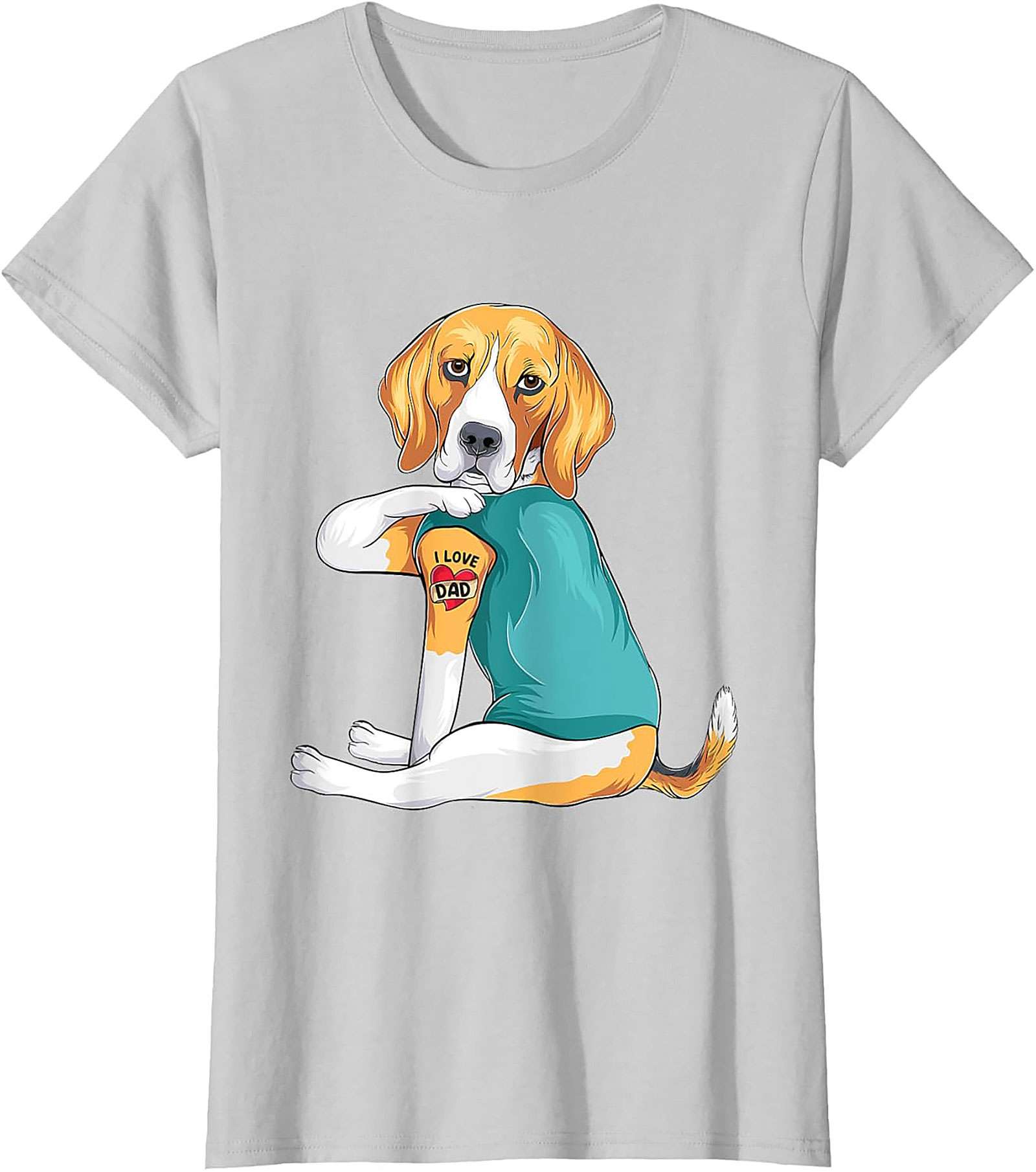 Funny Beagle Dog Dad Graphic Tee | I Love Dad Tattoo Shirt