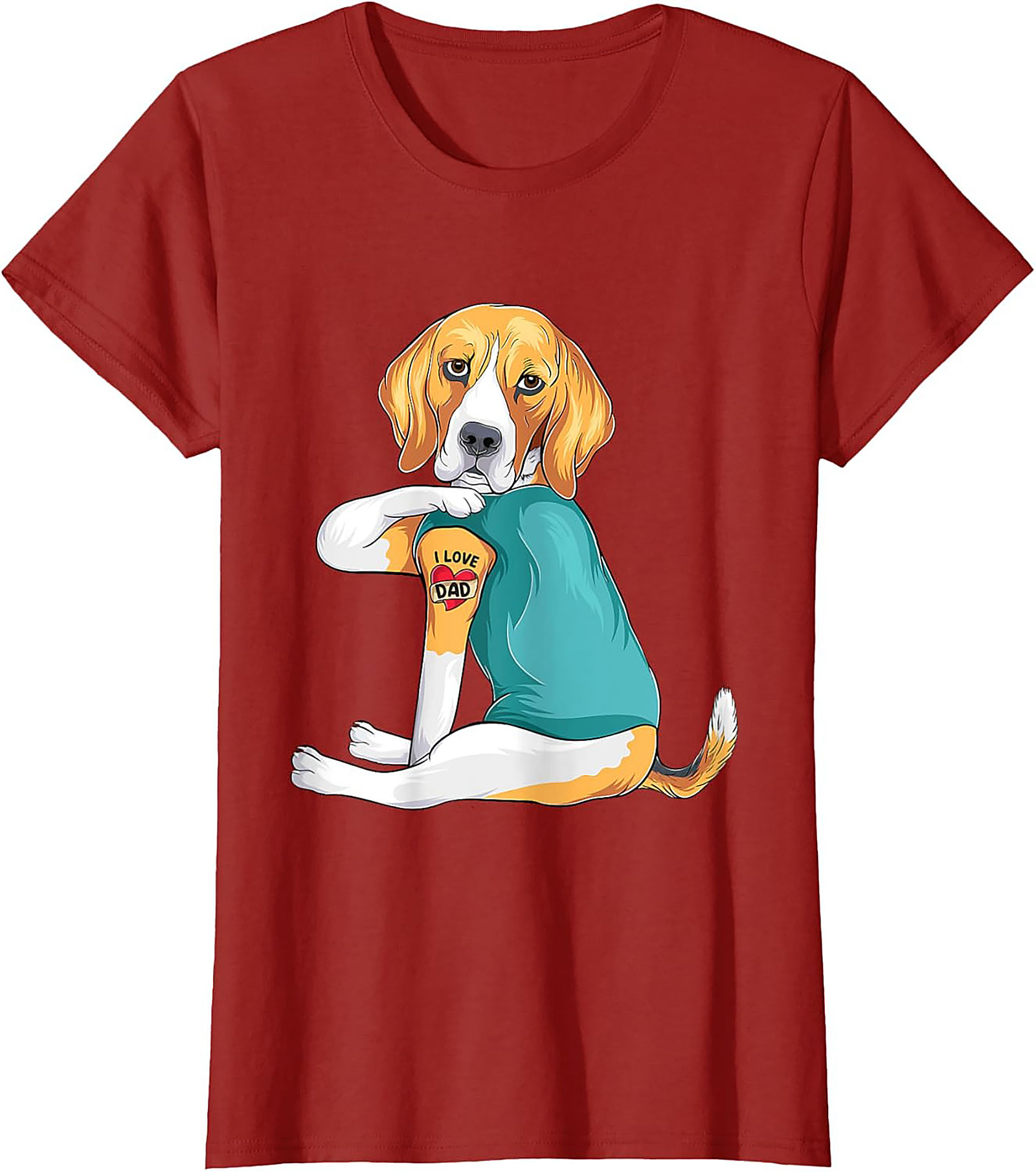 Funny Beagle Dog Dad Graphic Tee | I Love Dad Tattoo Shirt