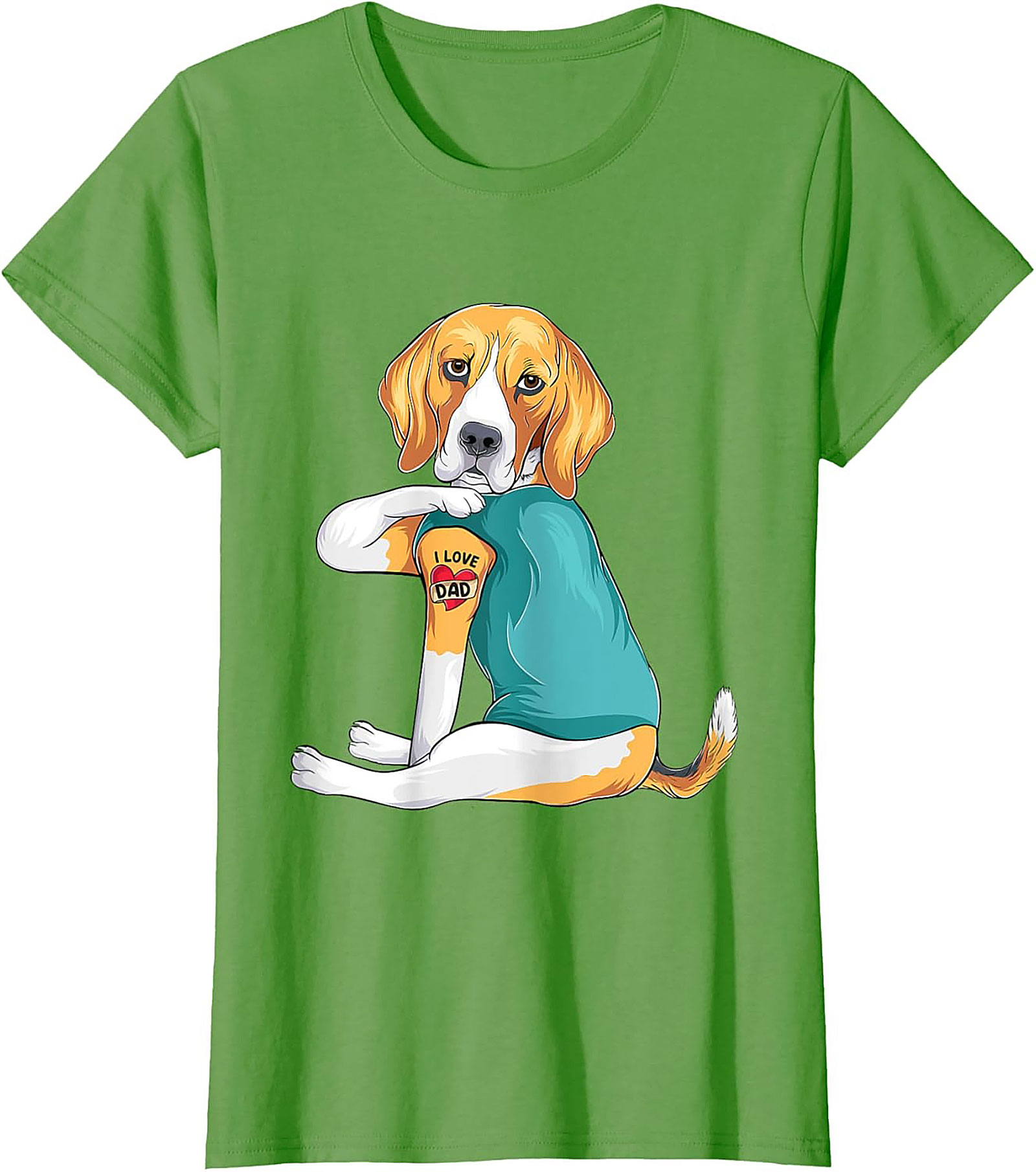 Funny Beagle Dog Dad Graphic Tee | I Love Dad Tattoo Shirt