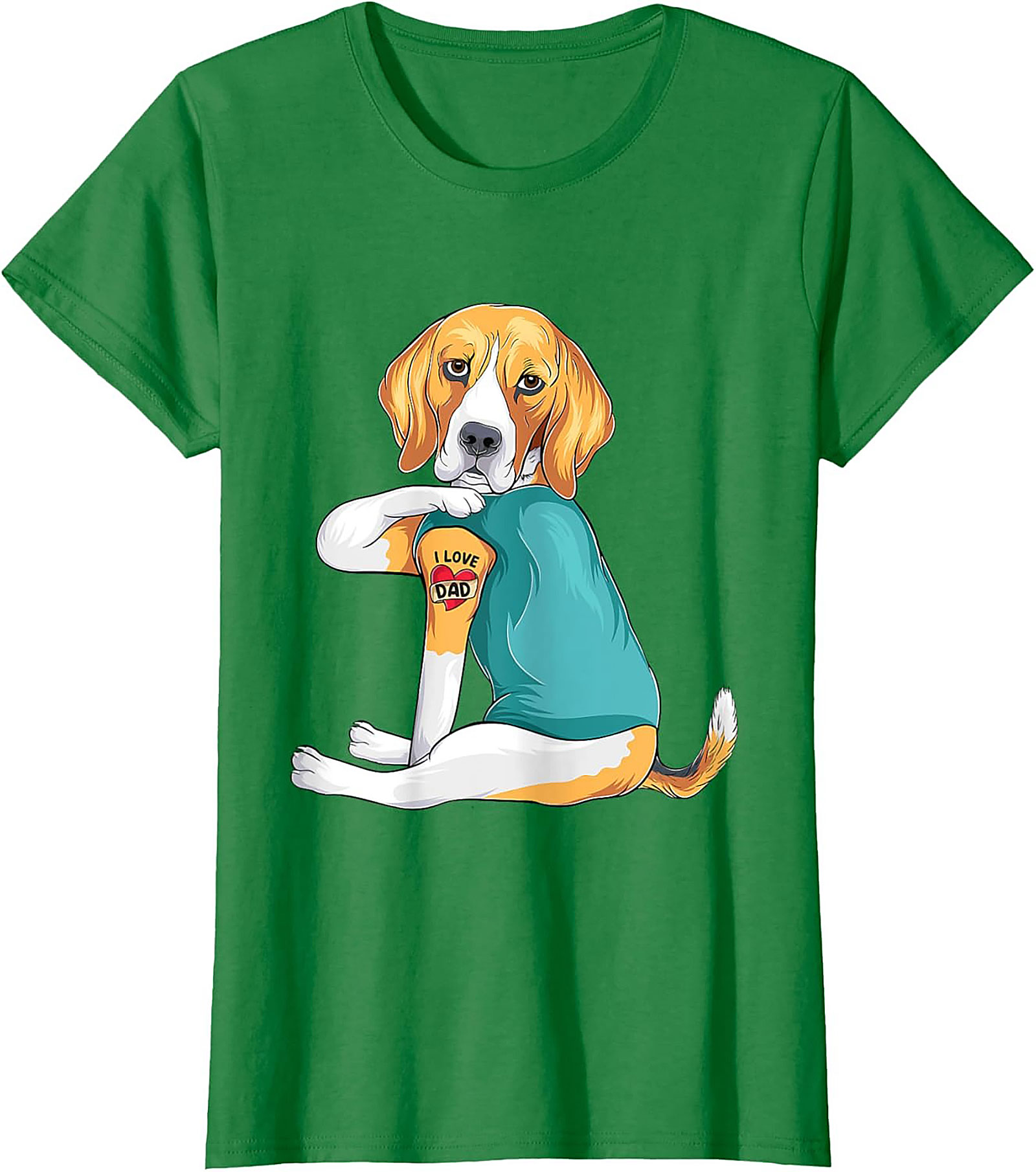 Funny Beagle Dog Dad Graphic Tee | I Love Dad Tattoo Shirt