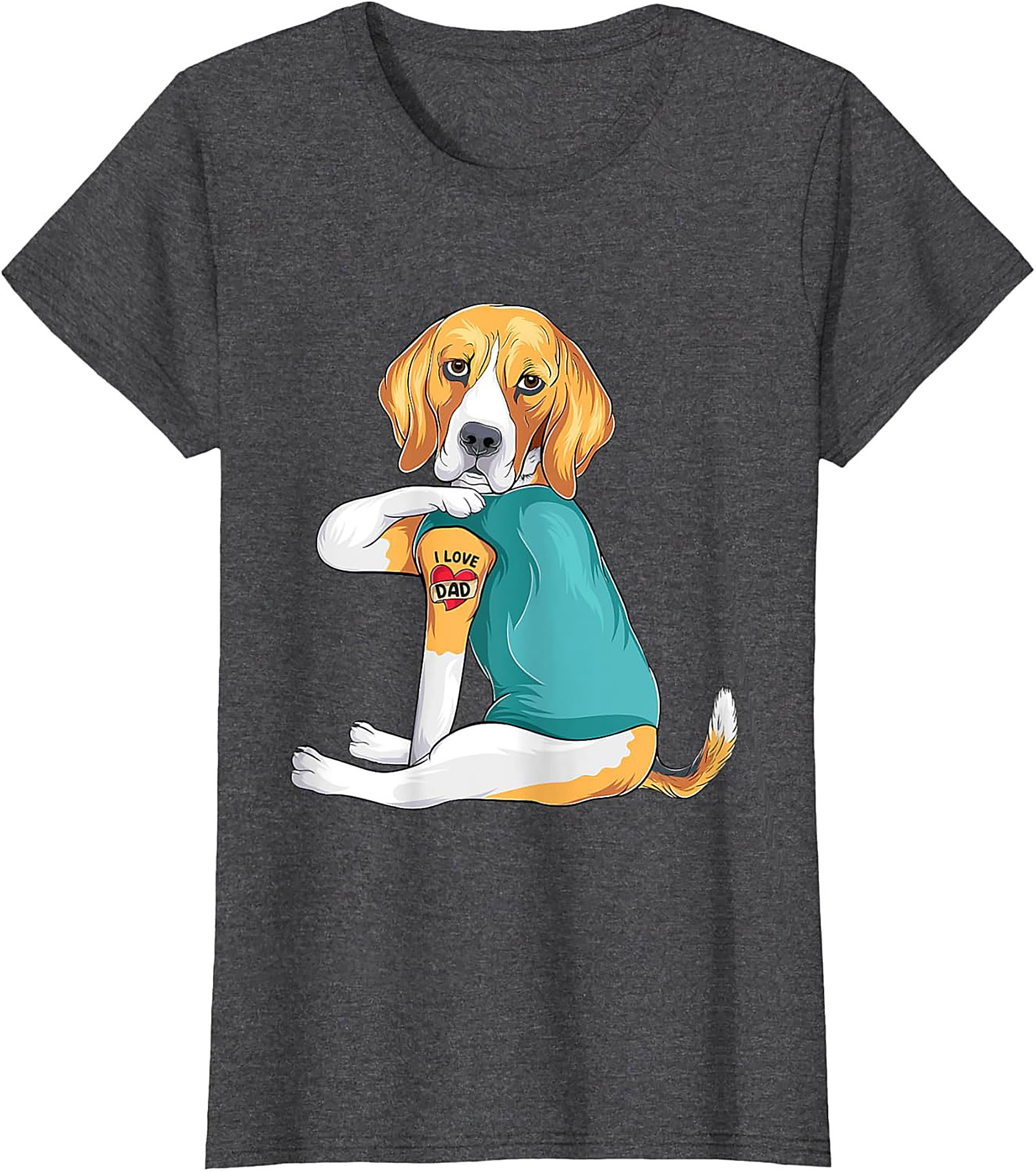 Funny Beagle Dog Dad Graphic Tee | I Love Dad Tattoo Shirt