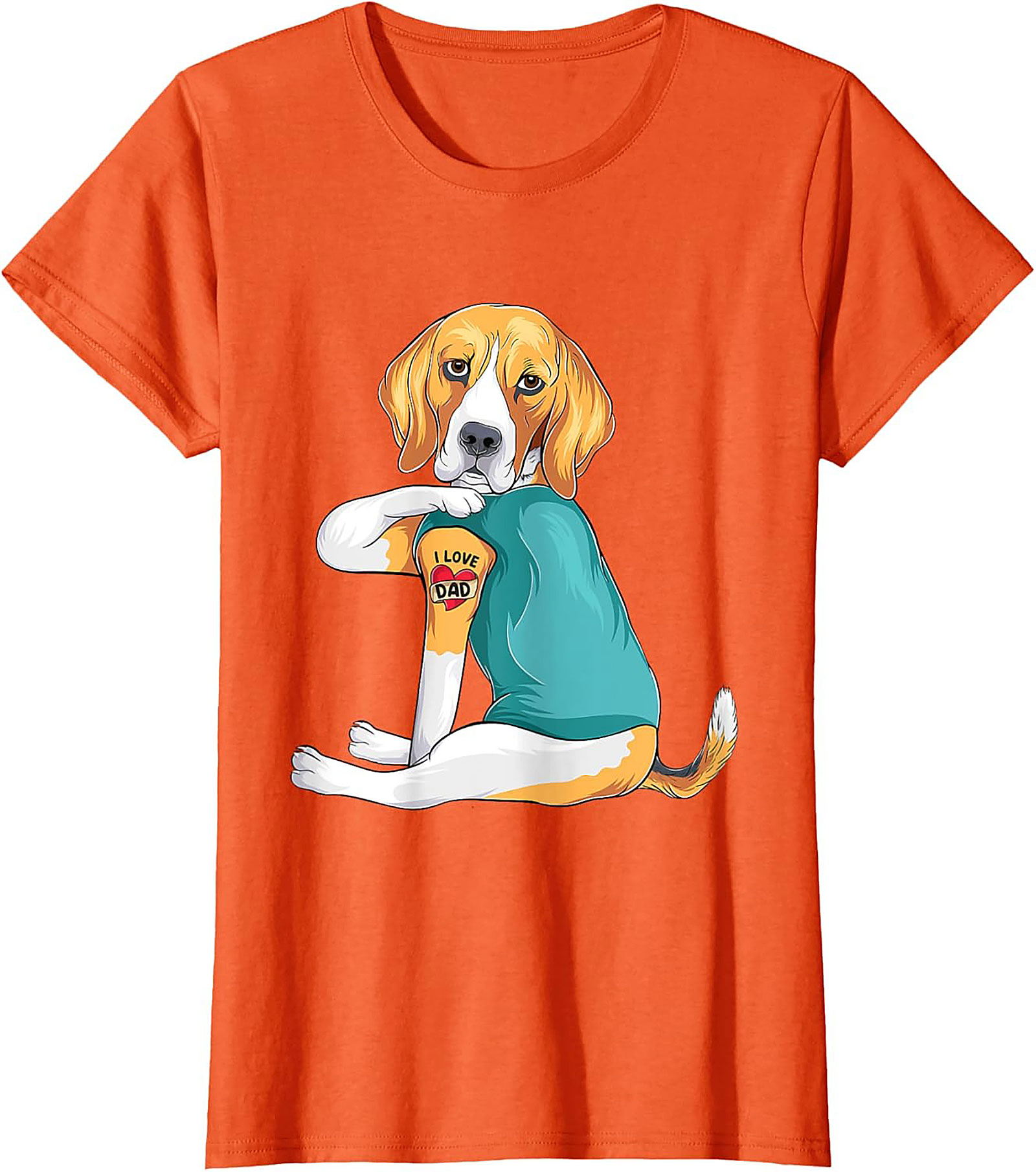 Funny Beagle Dog Dad Graphic Tee | I Love Dad Tattoo Shirt