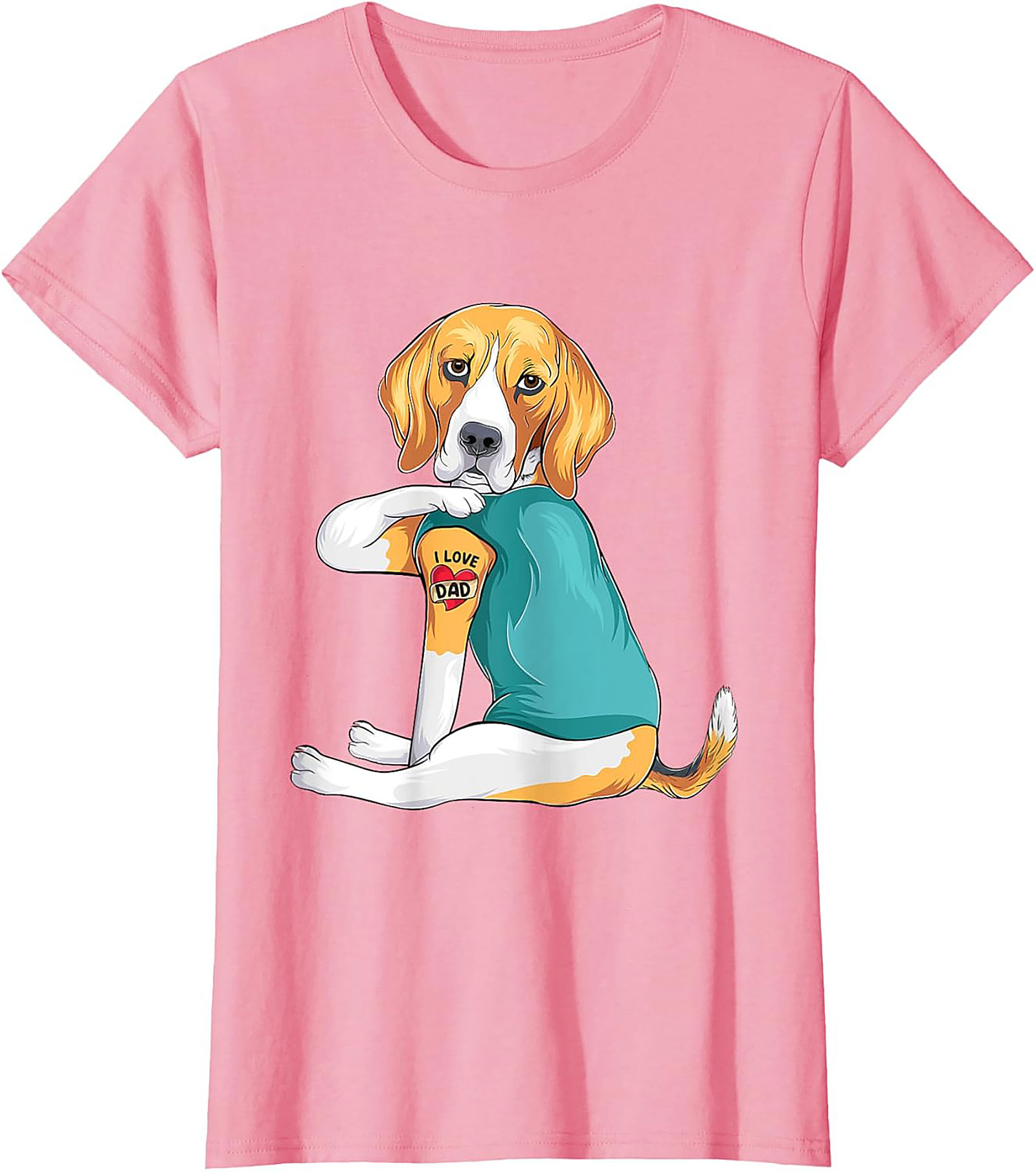 Funny Beagle Dog Dad Graphic Tee | I Love Dad Tattoo Shirt