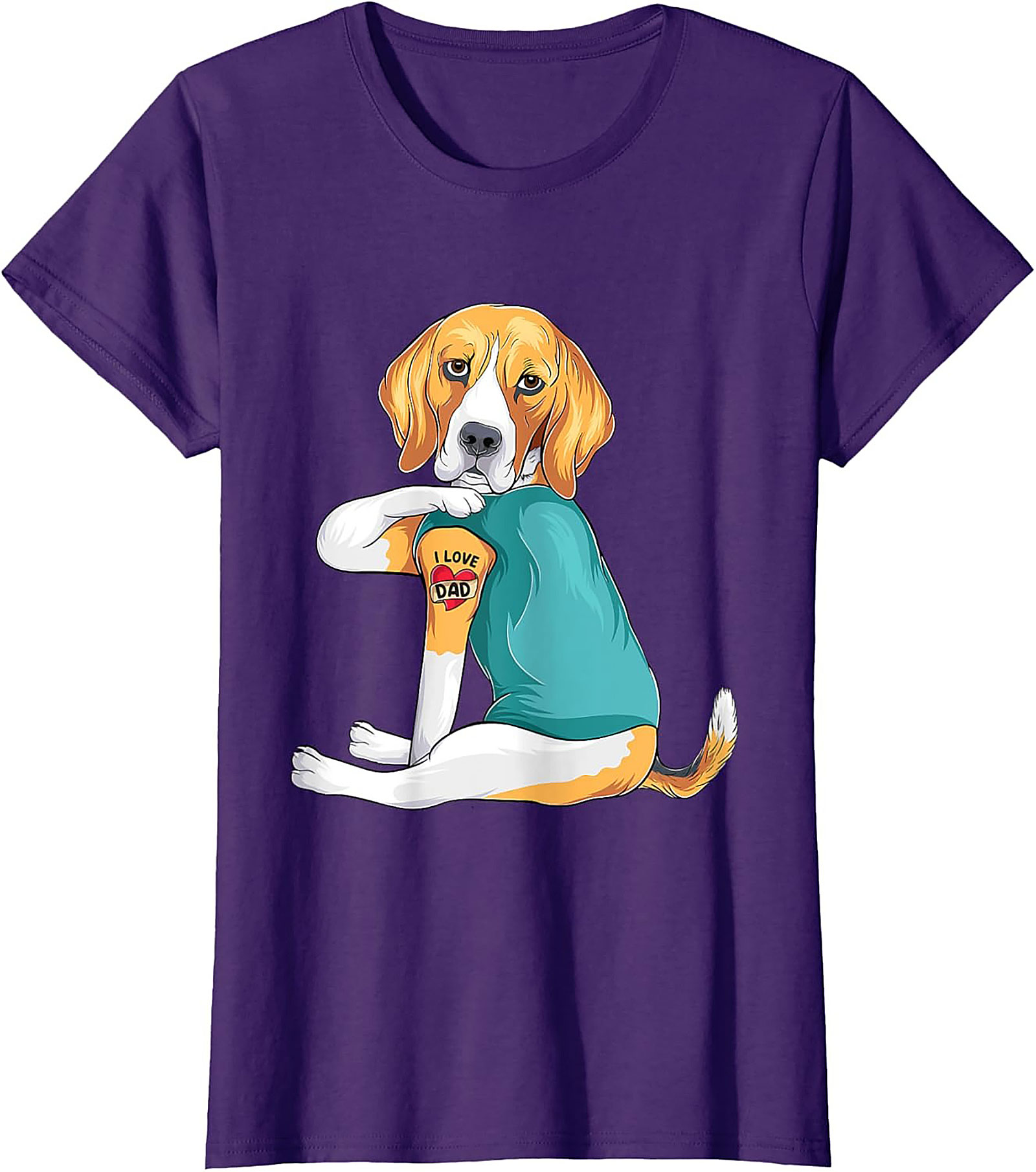 Funny Beagle Dog Dad Graphic Tee | I Love Dad Tattoo Shirt