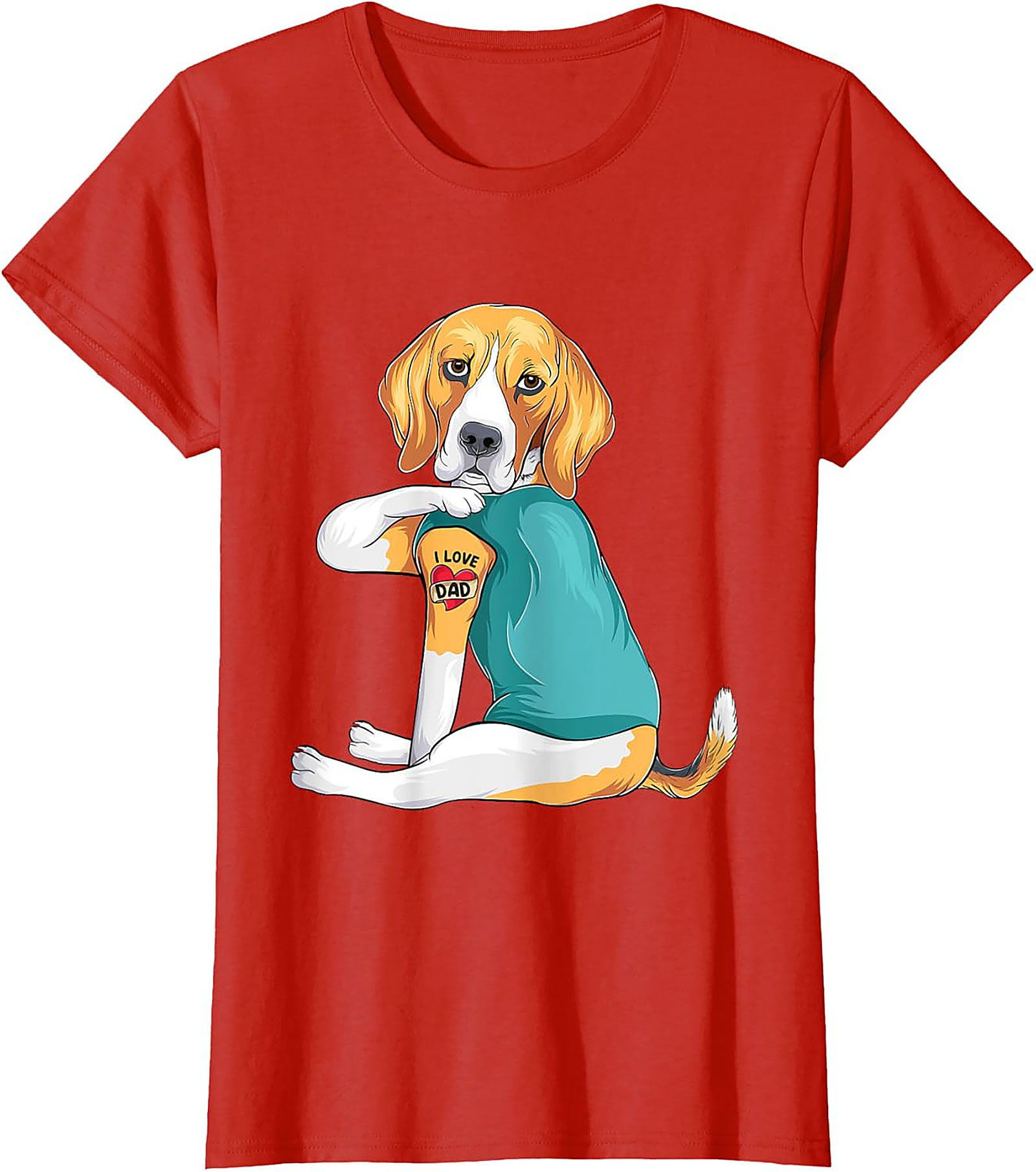 Funny Beagle Dog Dad Graphic Tee | I Love Dad Tattoo Shirt