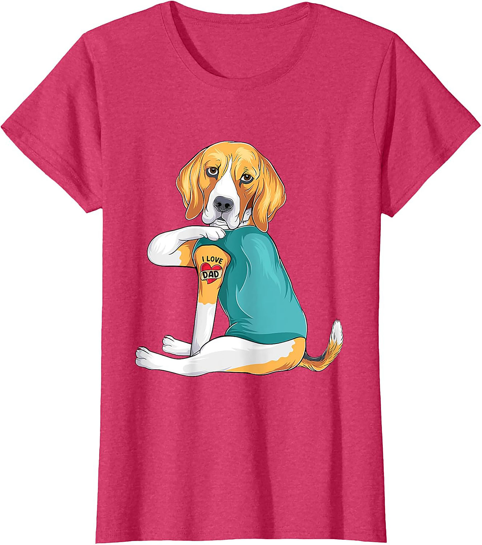 Funny Beagle Dog Dad Graphic Tee | I Love Dad Tattoo Shirt