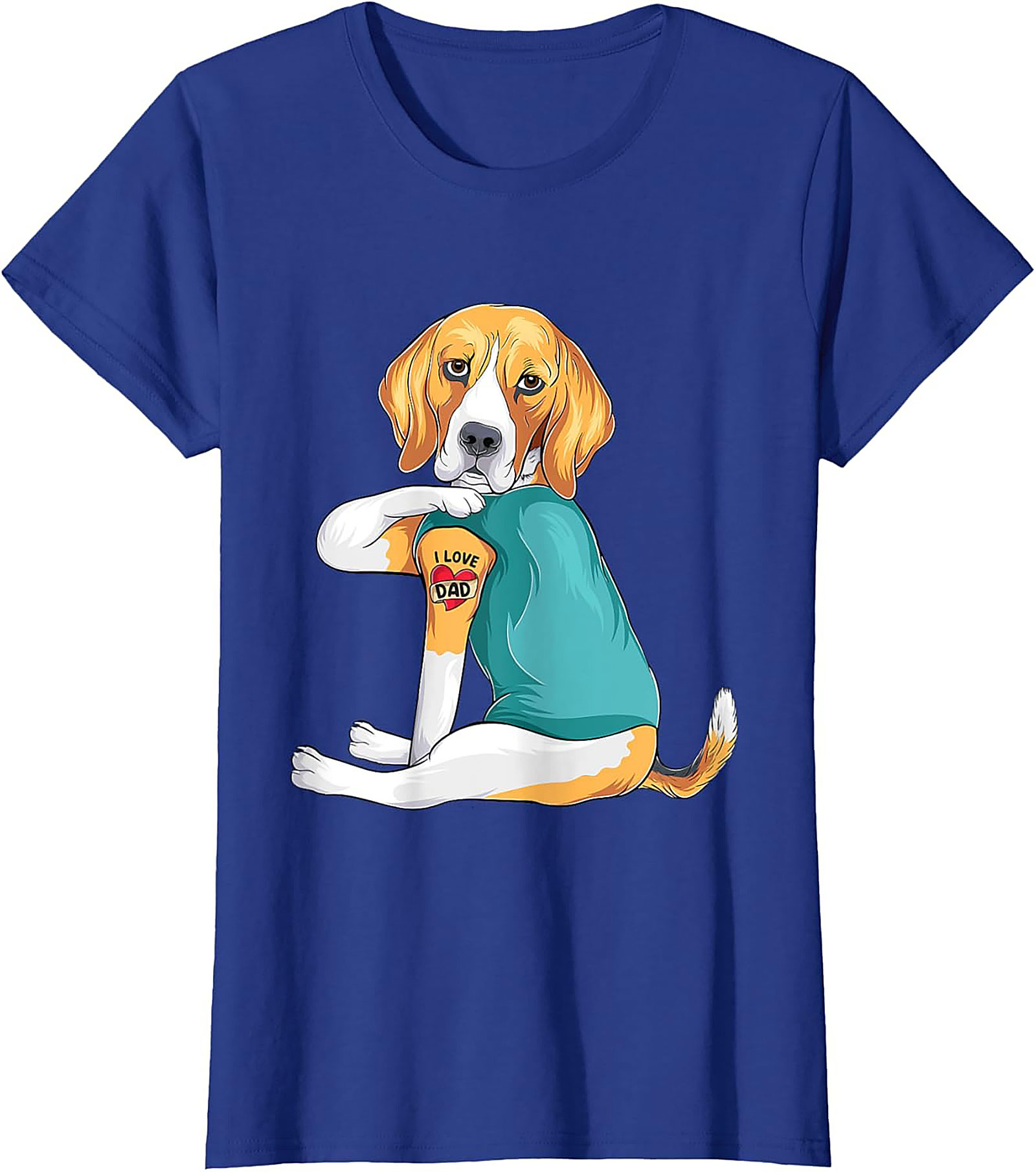 Funny Beagle Dog Dad Graphic Tee | I Love Dad Tattoo Shirt