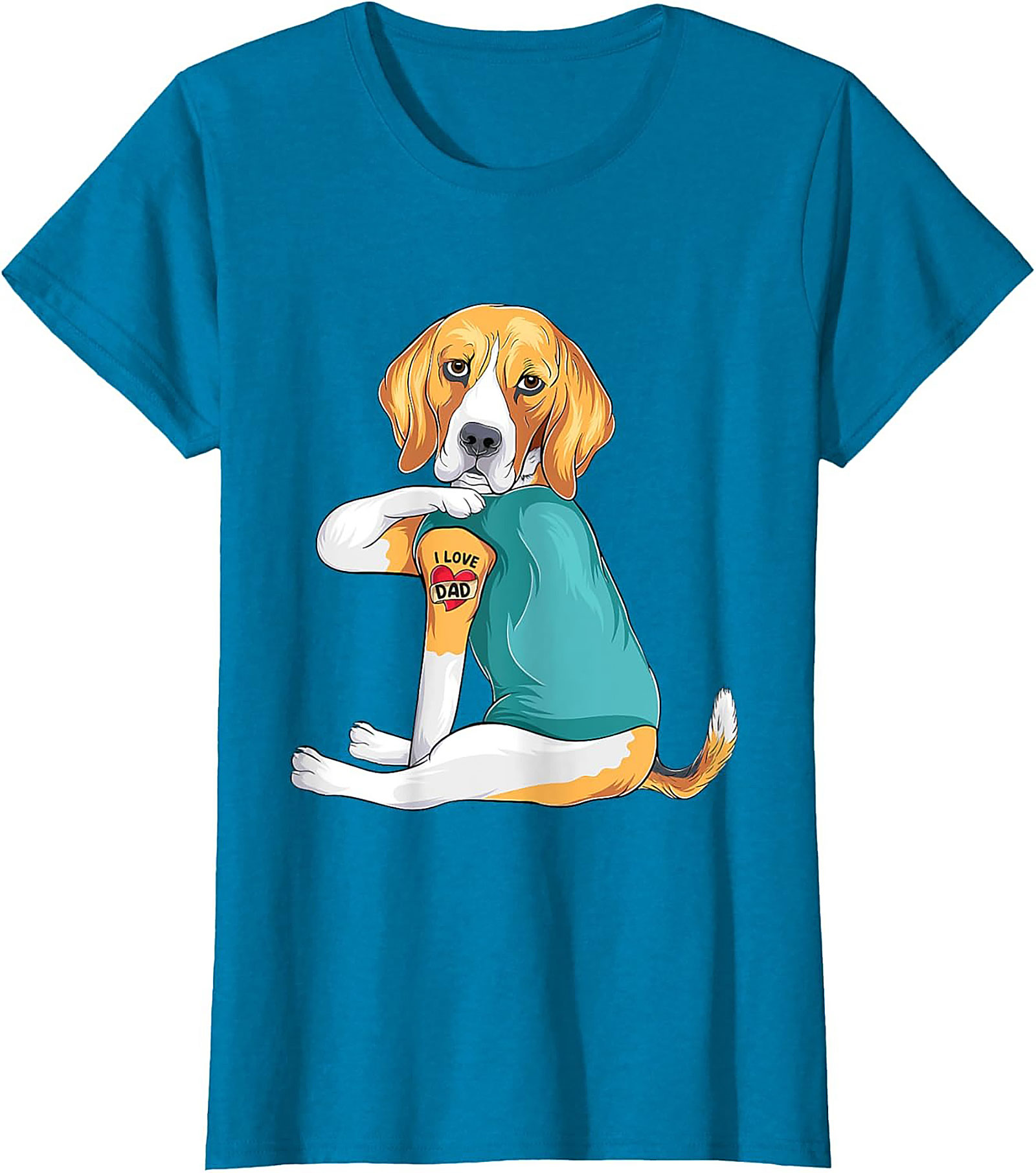 Funny Beagle Dog Dad Graphic Tee | I Love Dad Tattoo Shirt