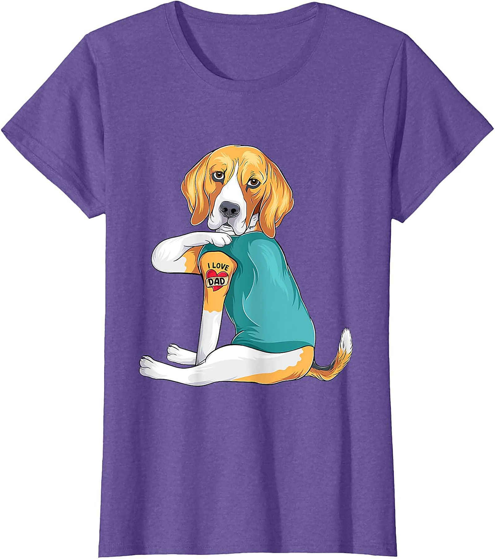 Funny Beagle Dog Dad Graphic Tee | I Love Dad Tattoo Shirt