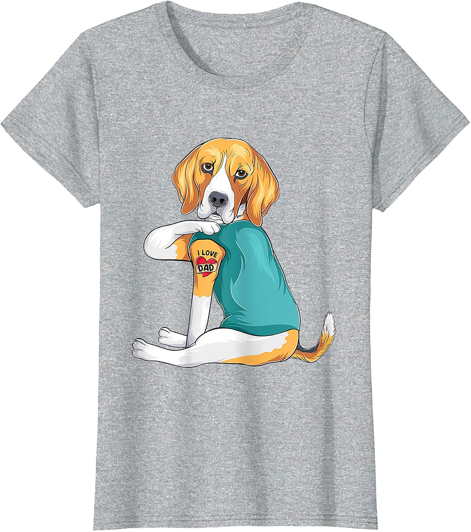 Funny Beagle Dog Dad Graphic Tee | I Love Dad Tattoo Shirt