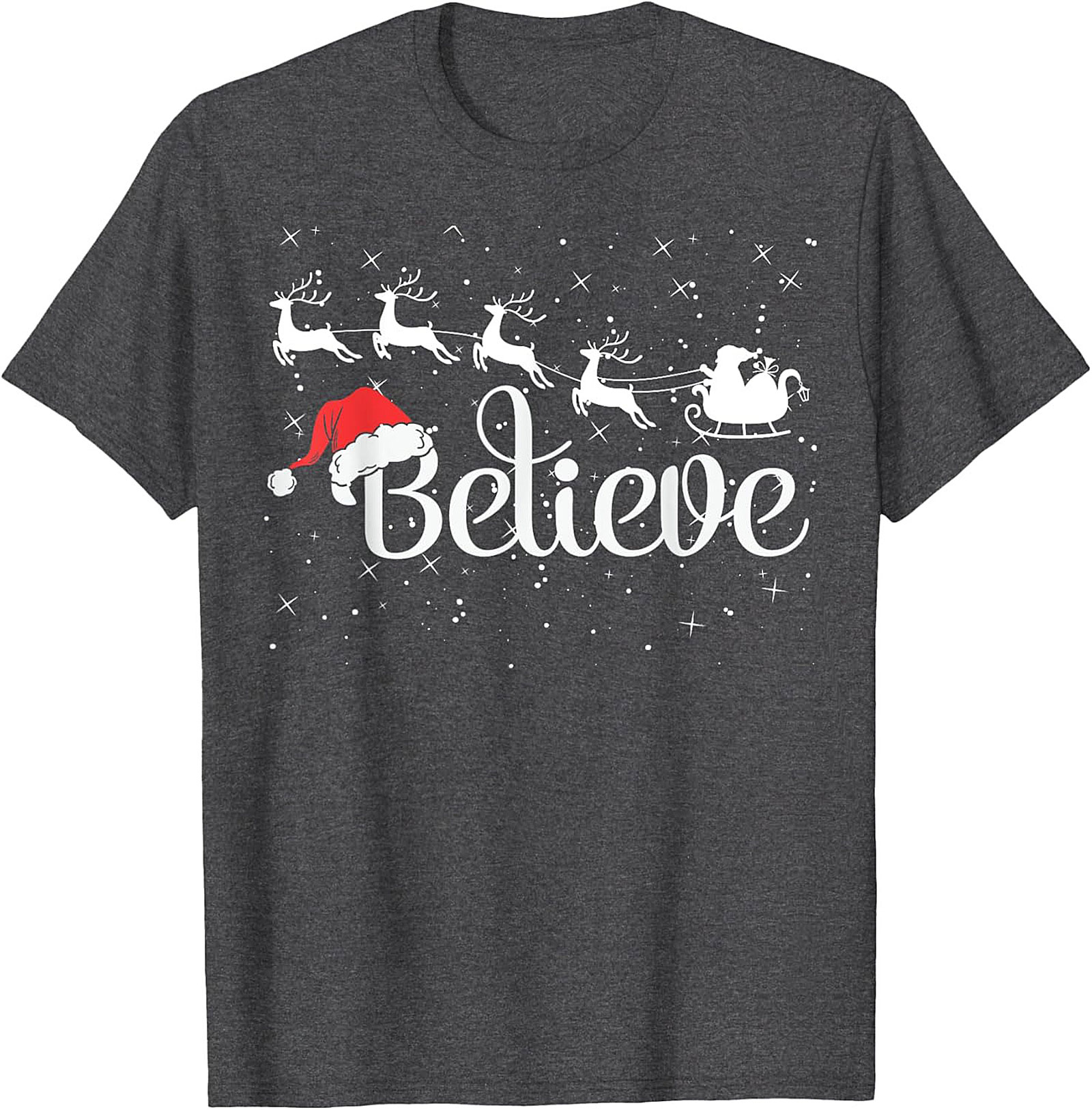 Believe Christmas T-shirt Santa Holiday Graphic Tee