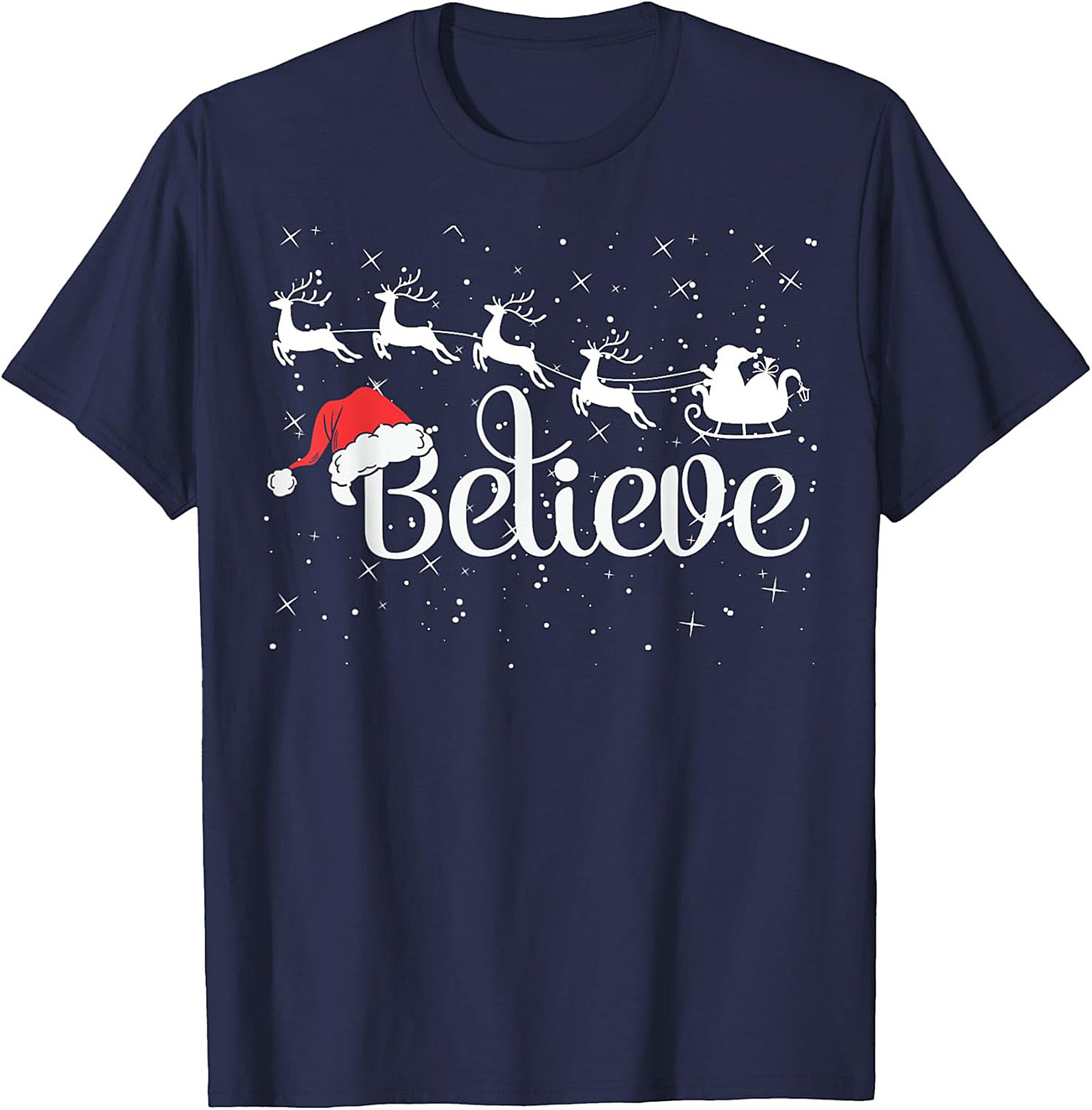 Believe Christmas T-shirt Santa Holiday Graphic Tee
