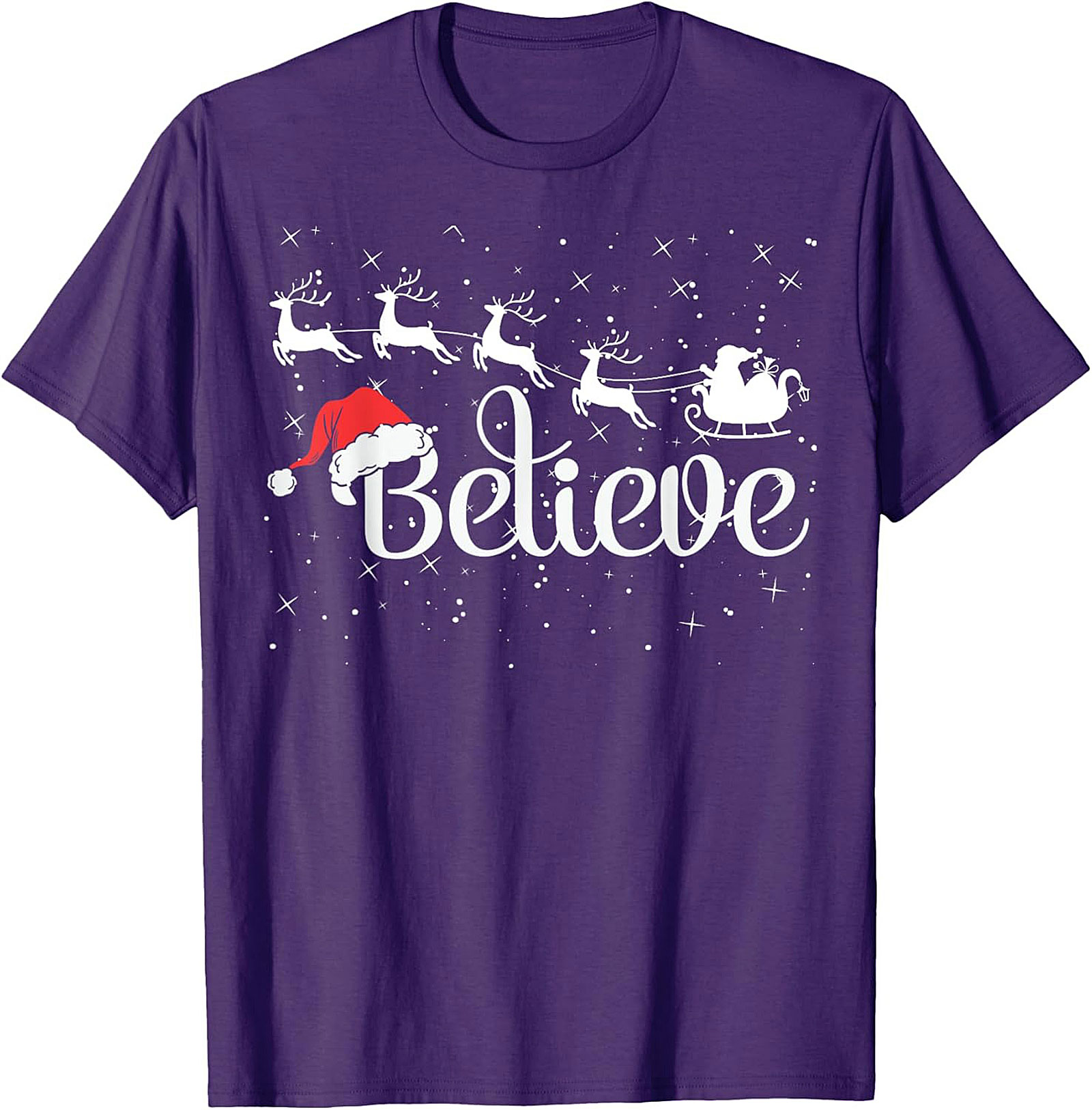 Believe Christmas T-shirt Santa Holiday Graphic Tee