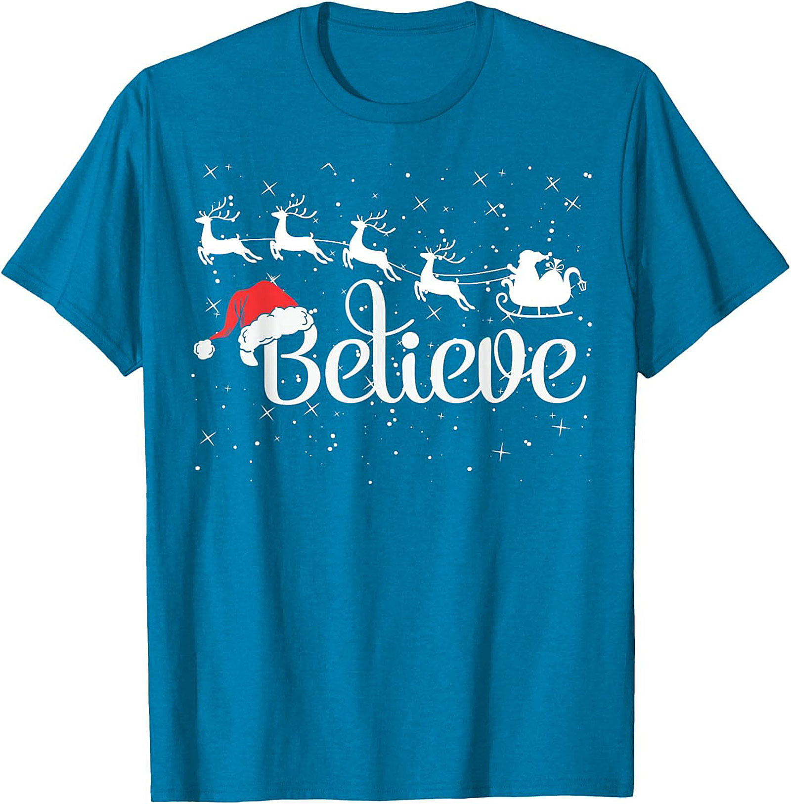 Believe Christmas T-shirt Santa Holiday Graphic Tee