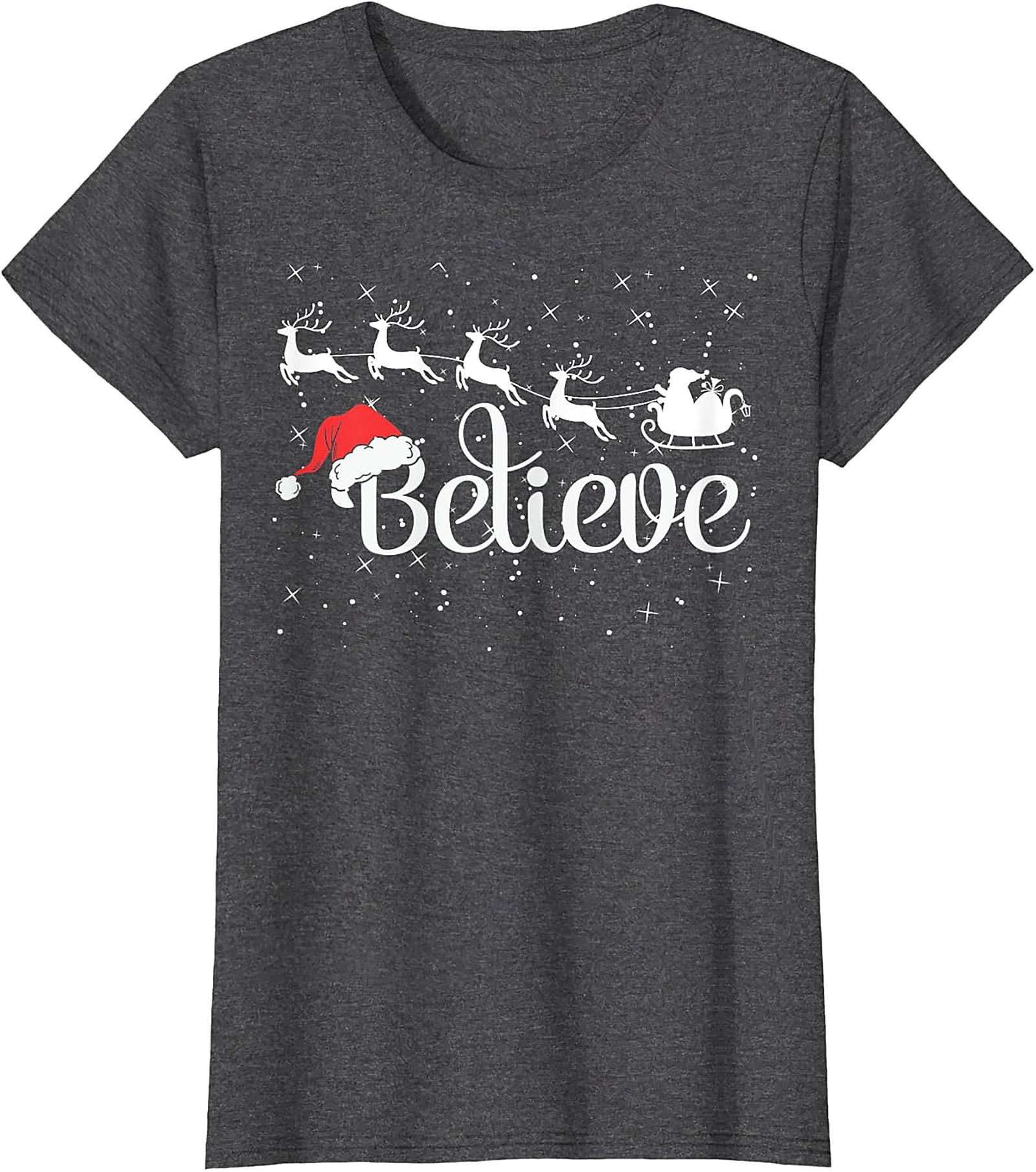 Believe Christmas T-shirt Santa Holiday Graphic Tee