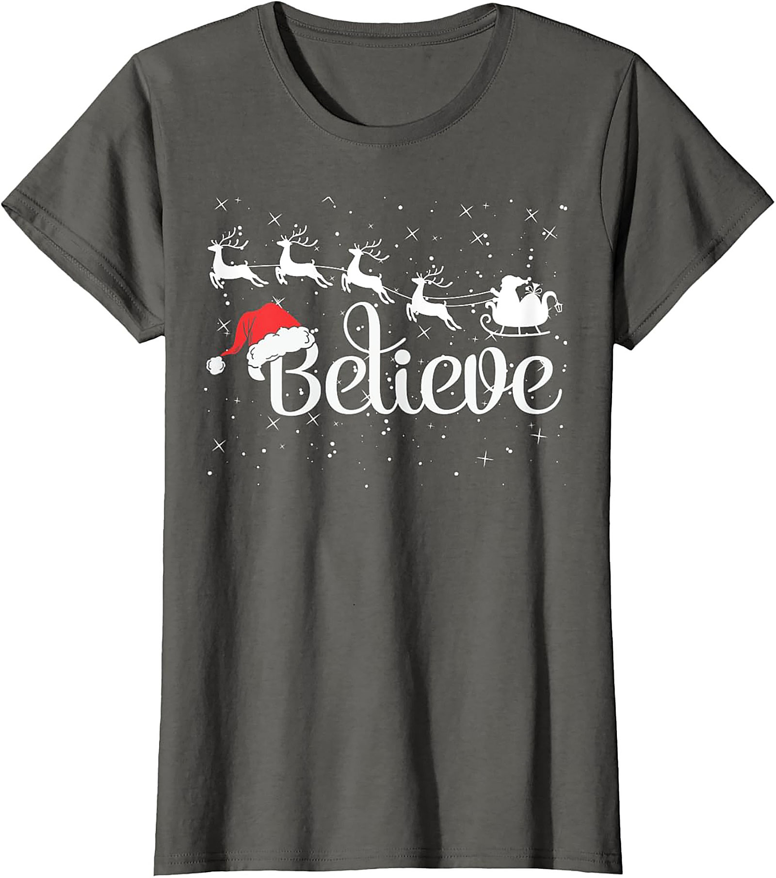 Believe Christmas T-shirt Santa Holiday Graphic Tee