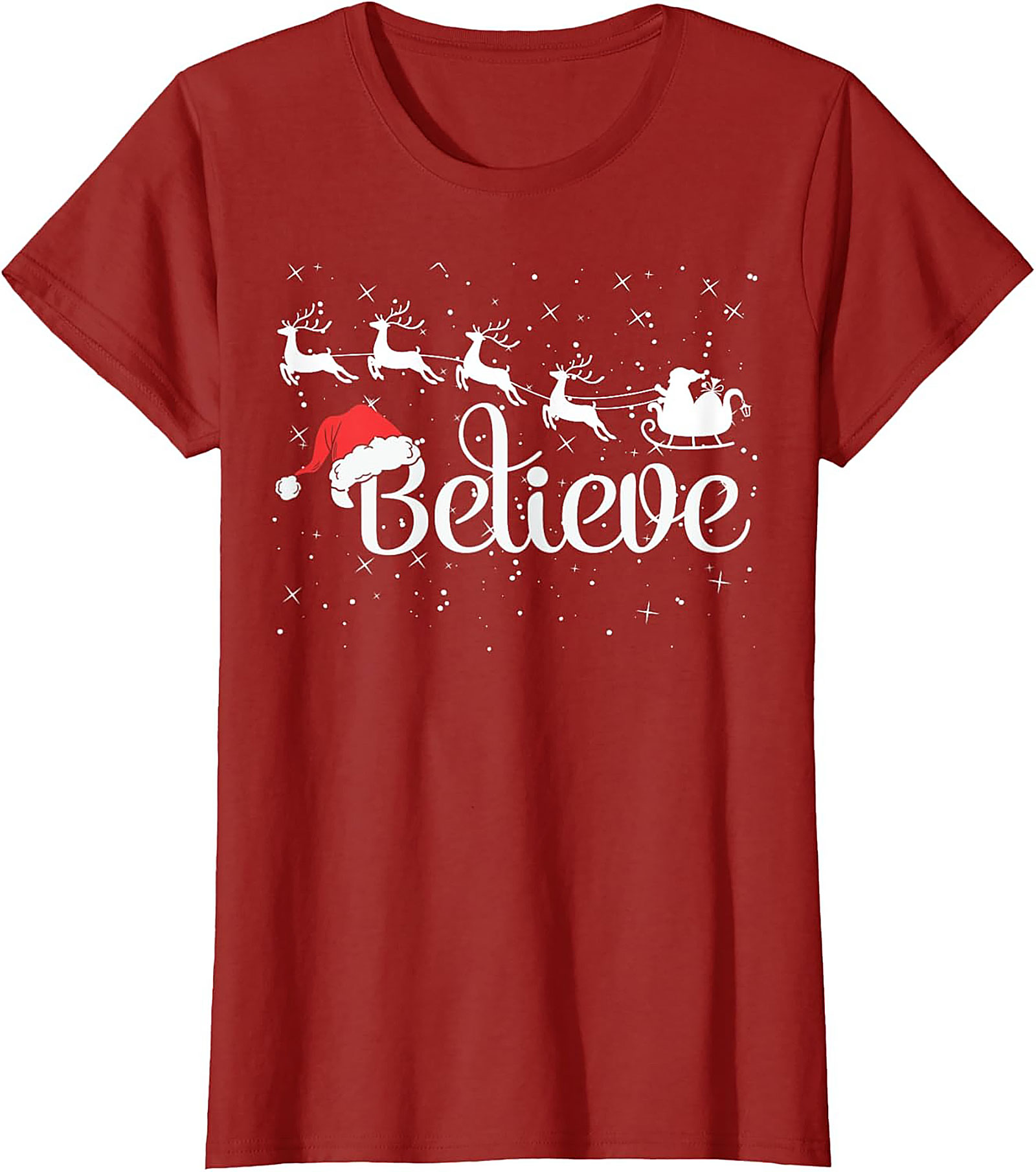 Believe Christmas T-shirt Santa Holiday Graphic Tee