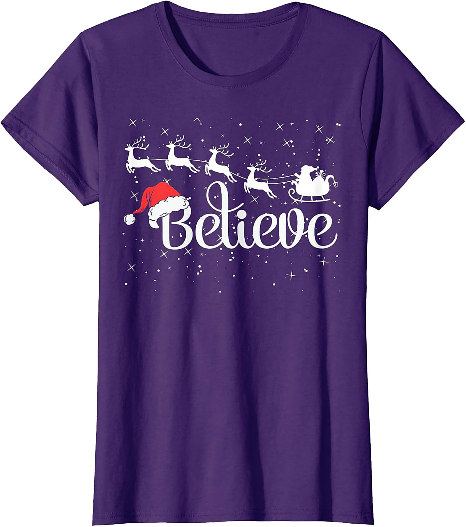 Believe Christmas T-shirt Santa Holiday Graphic Tee