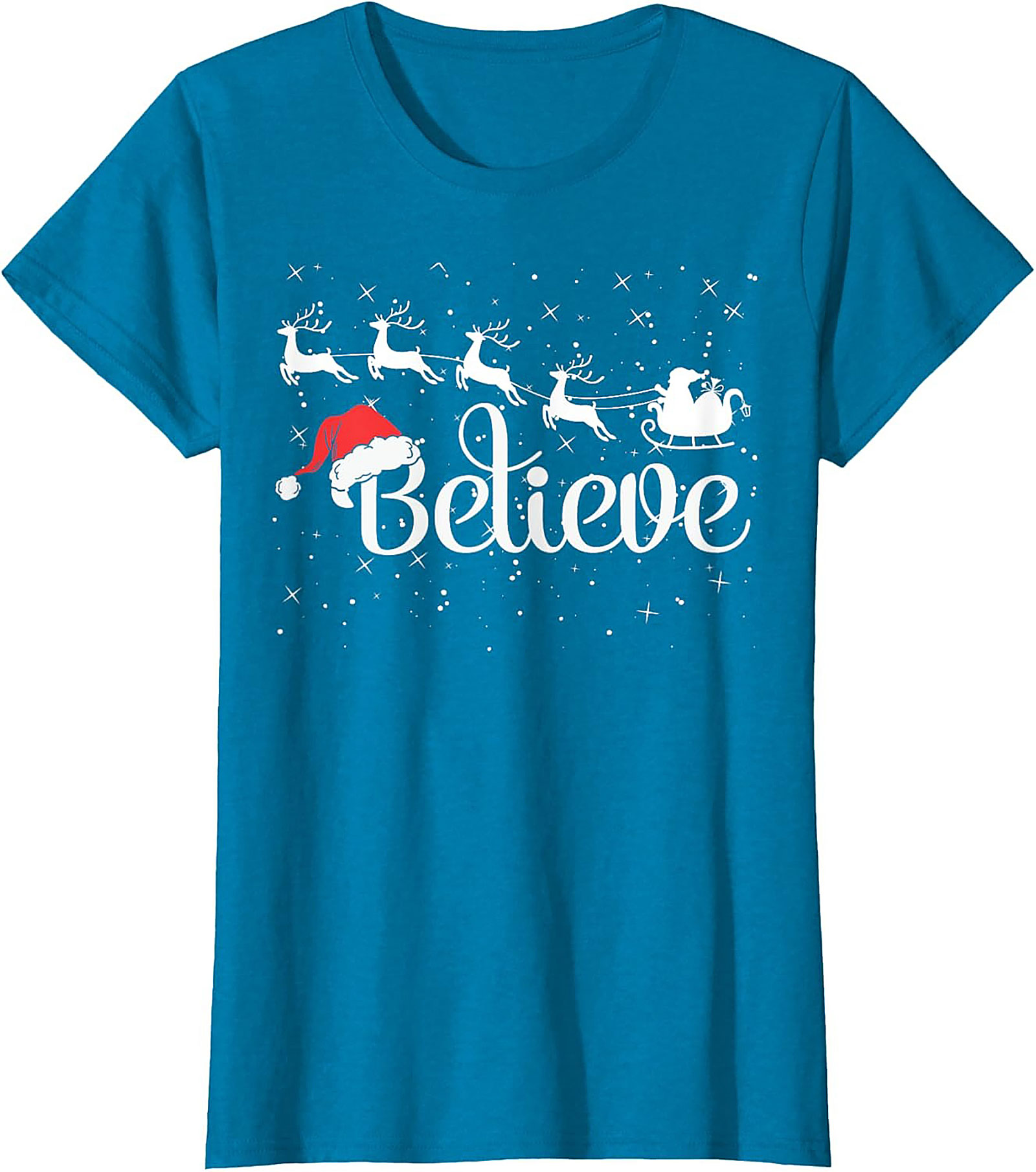 Believe Christmas T-shirt Santa Holiday Graphic Tee