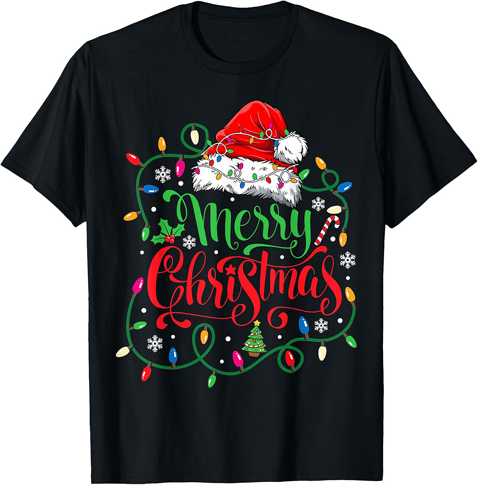 Merry Christmas Lights T-Shirt Festive Graphic Tee