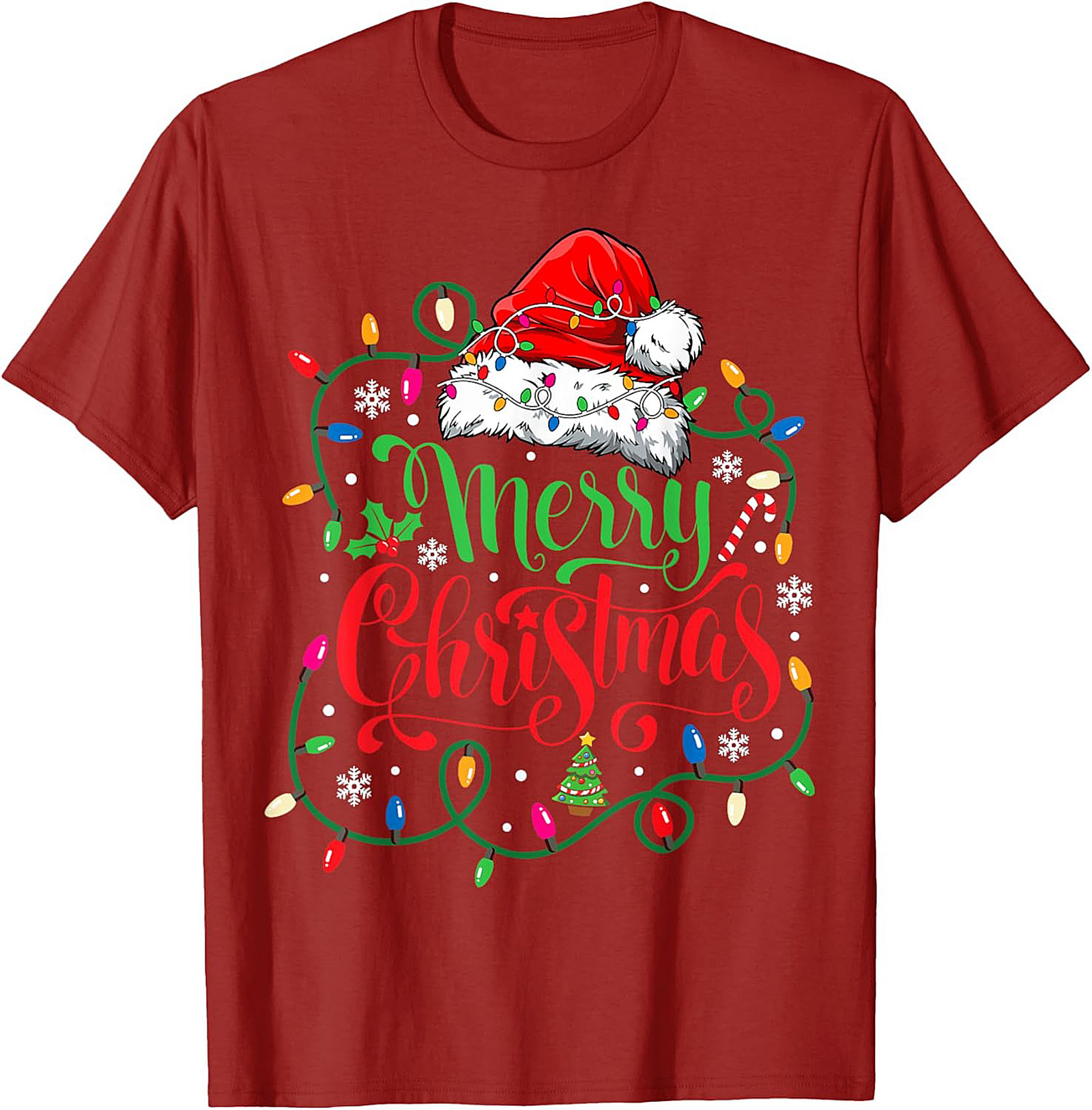 Merry Christmas Lights T-Shirt Festive Graphic Tee