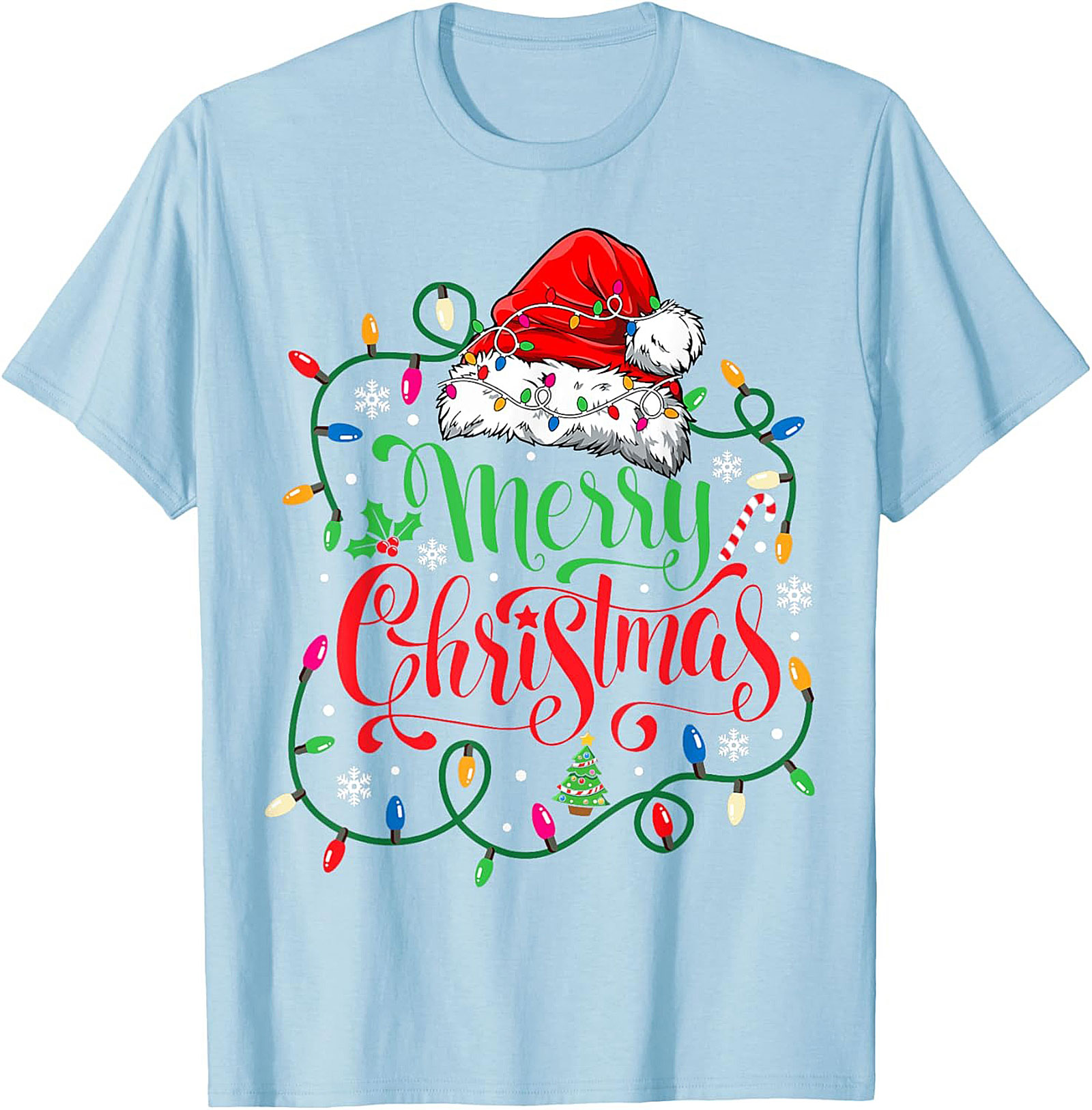 Merry Christmas Lights T-Shirt Festive Graphic Tee