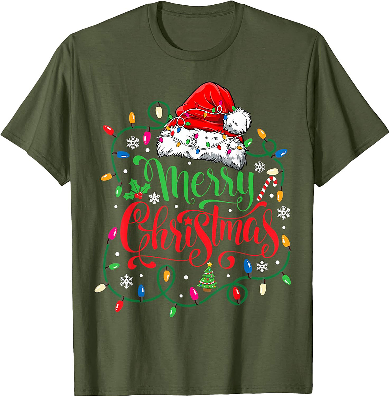 Merry Christmas Lights T-Shirt Festive Graphic Tee