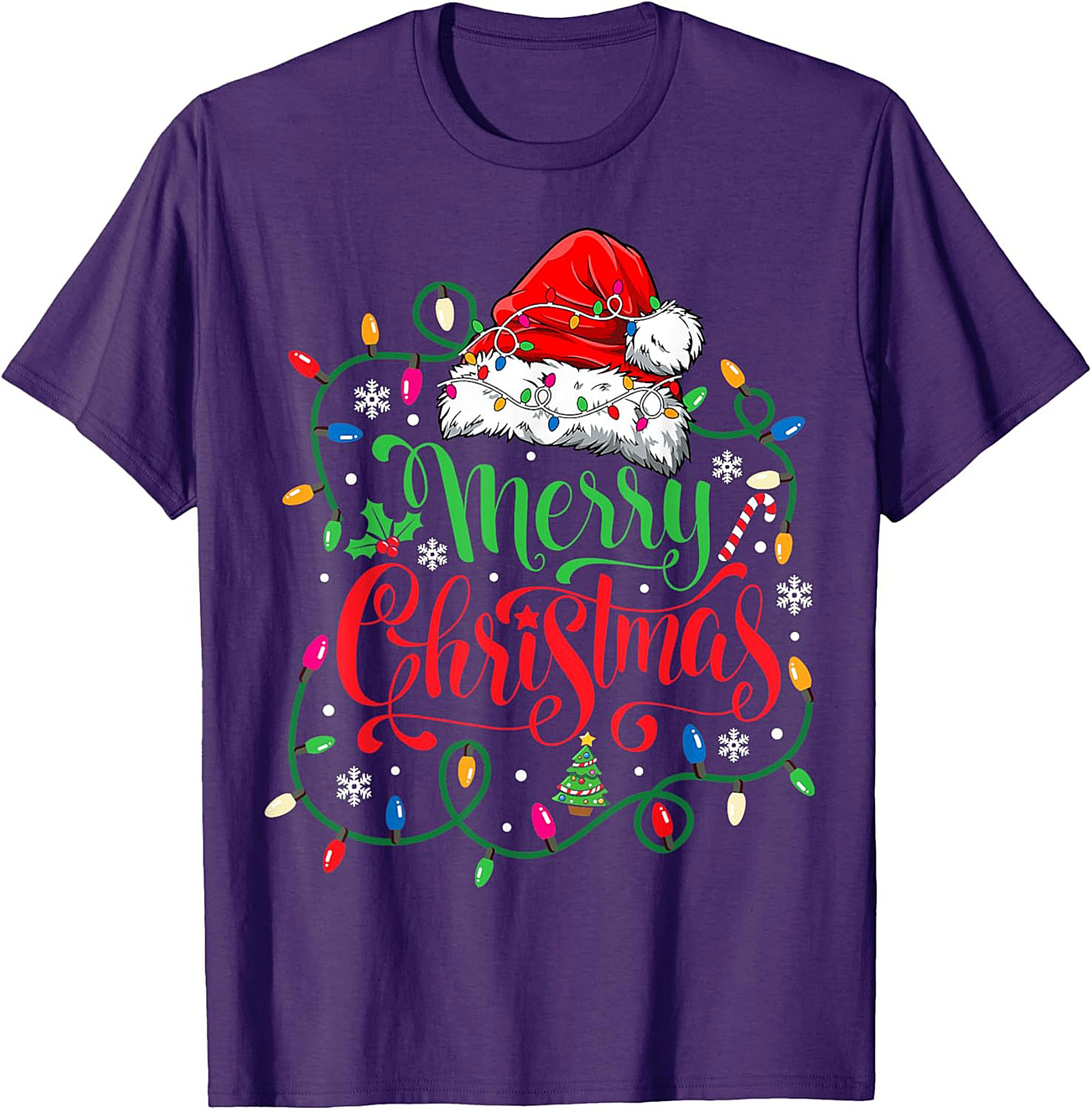 Merry Christmas Lights T-Shirt Festive Graphic Tee