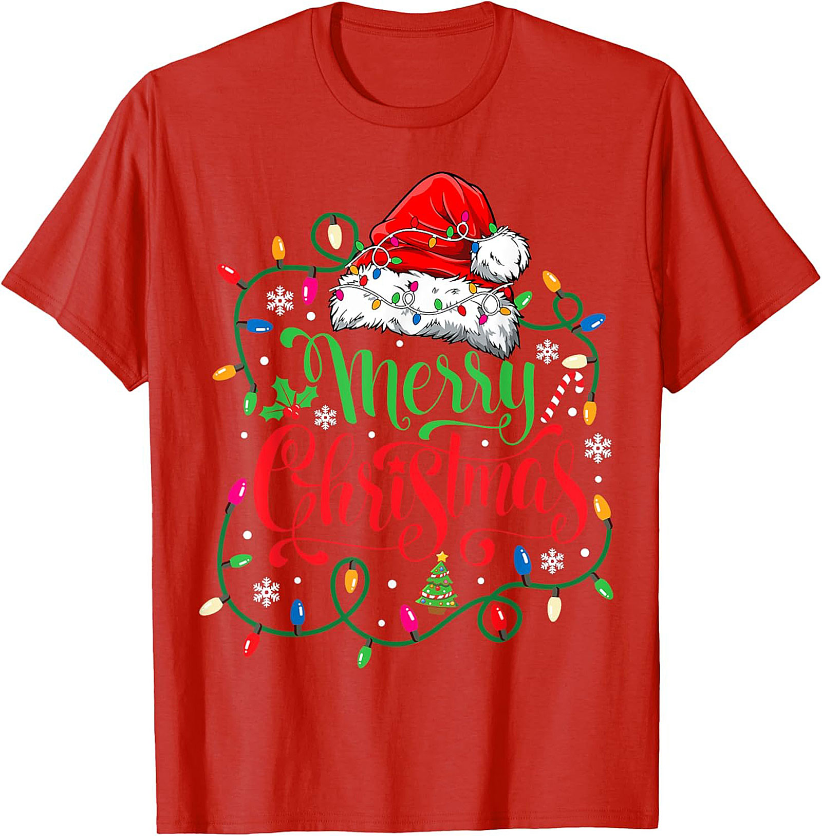 Merry Christmas Lights T-Shirt Festive Graphic Tee