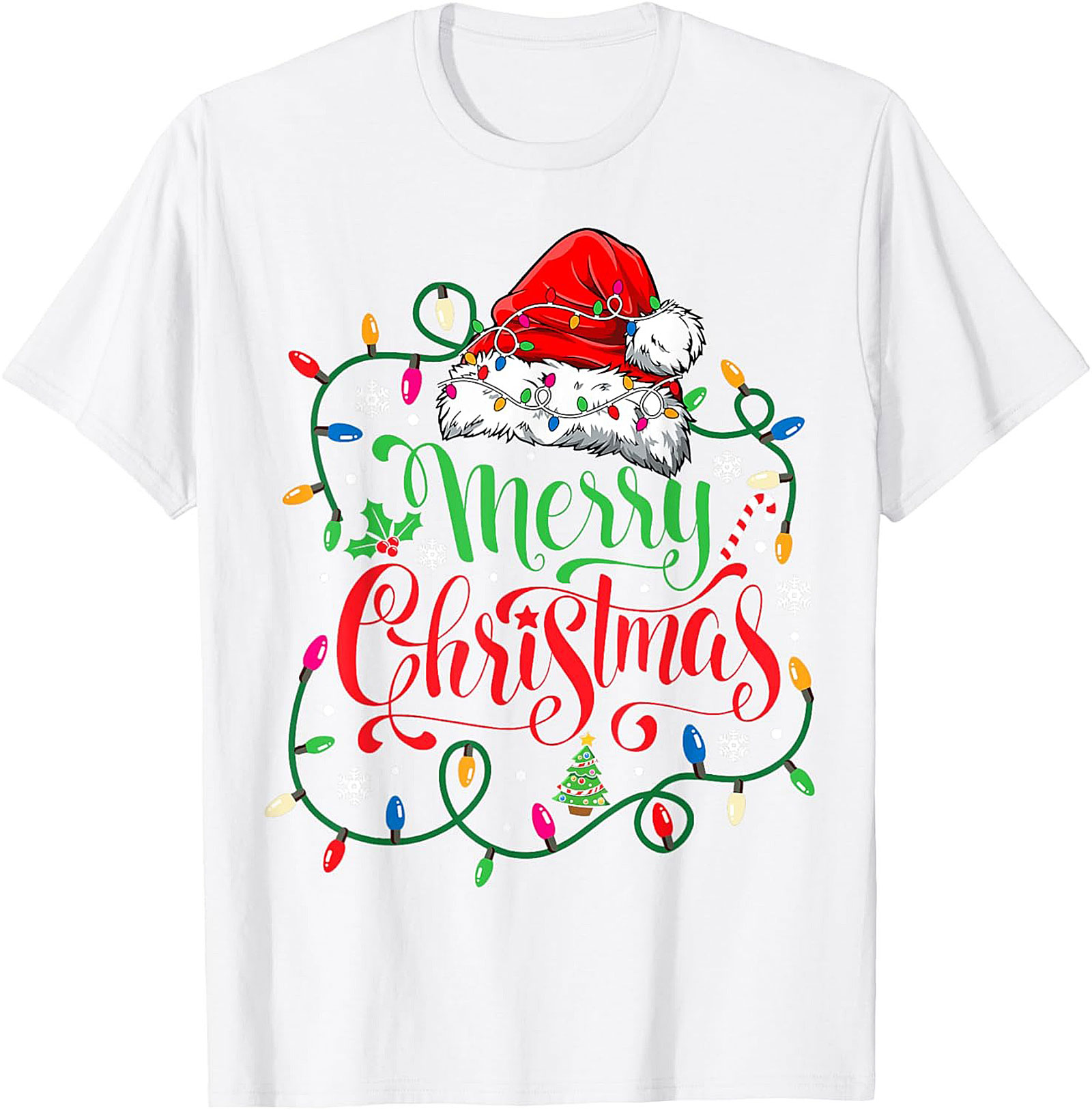 Merry Christmas Lights T-Shirt Festive Graphic Tee