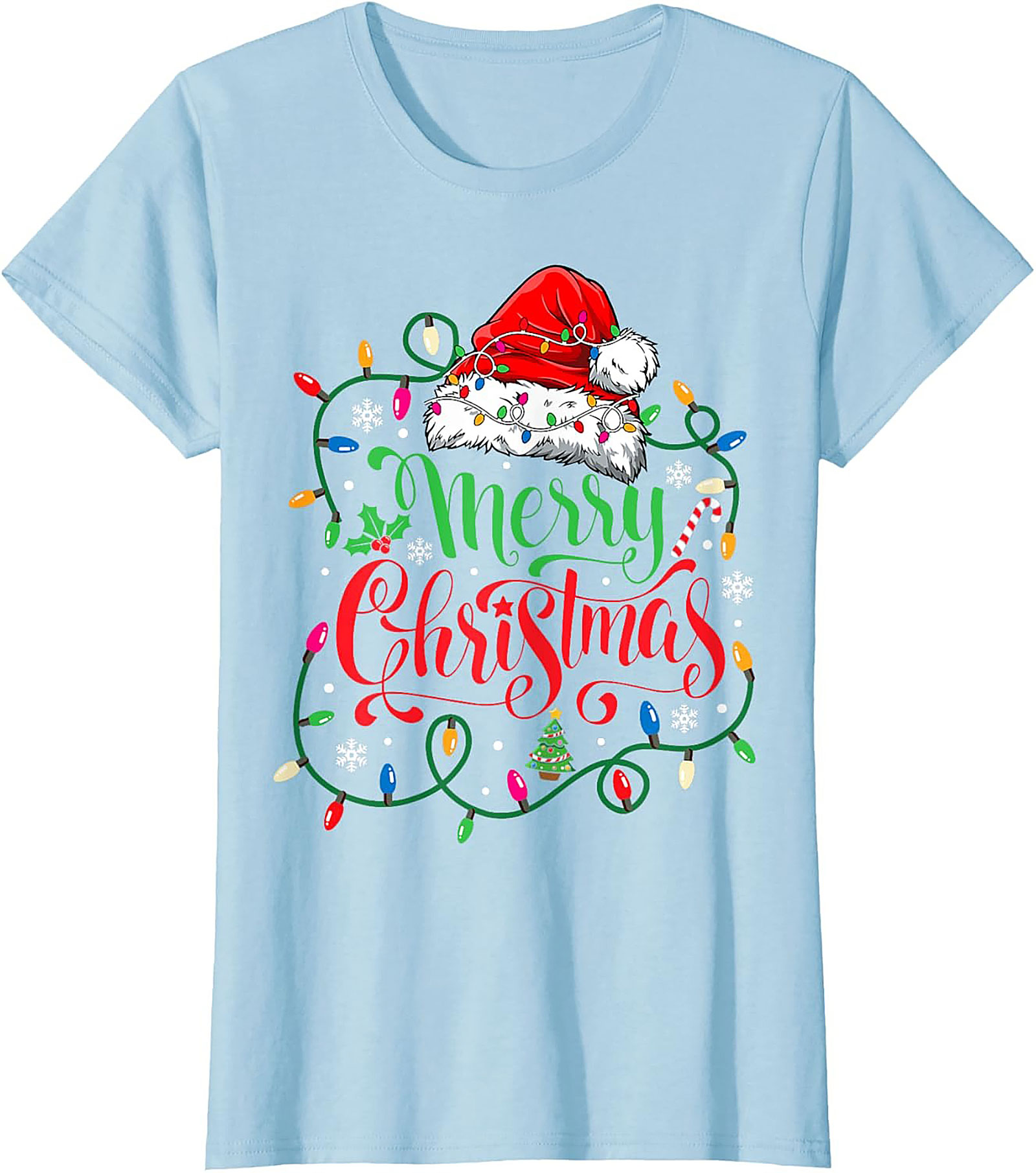 Merry Christmas Lights T-Shirt Festive Graphic Tee