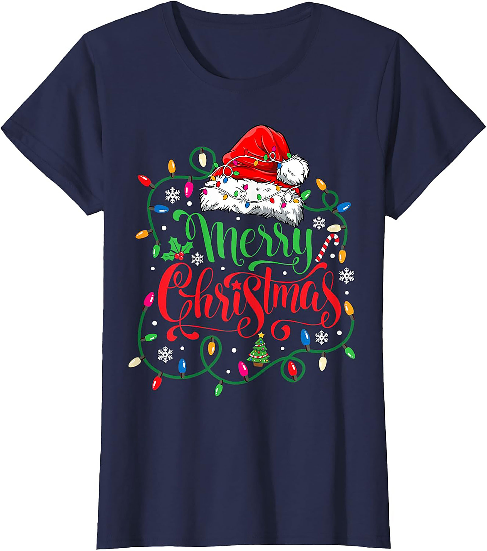 Merry Christmas Lights T-Shirt Festive Graphic Tee