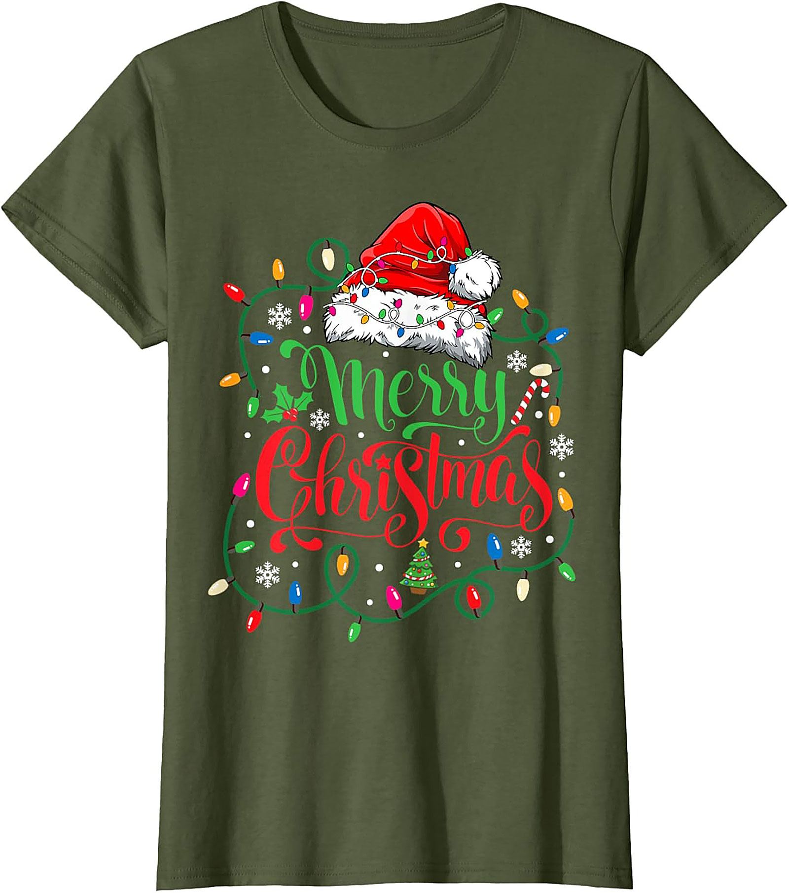 Merry Christmas Lights T-Shirt Festive Graphic Tee