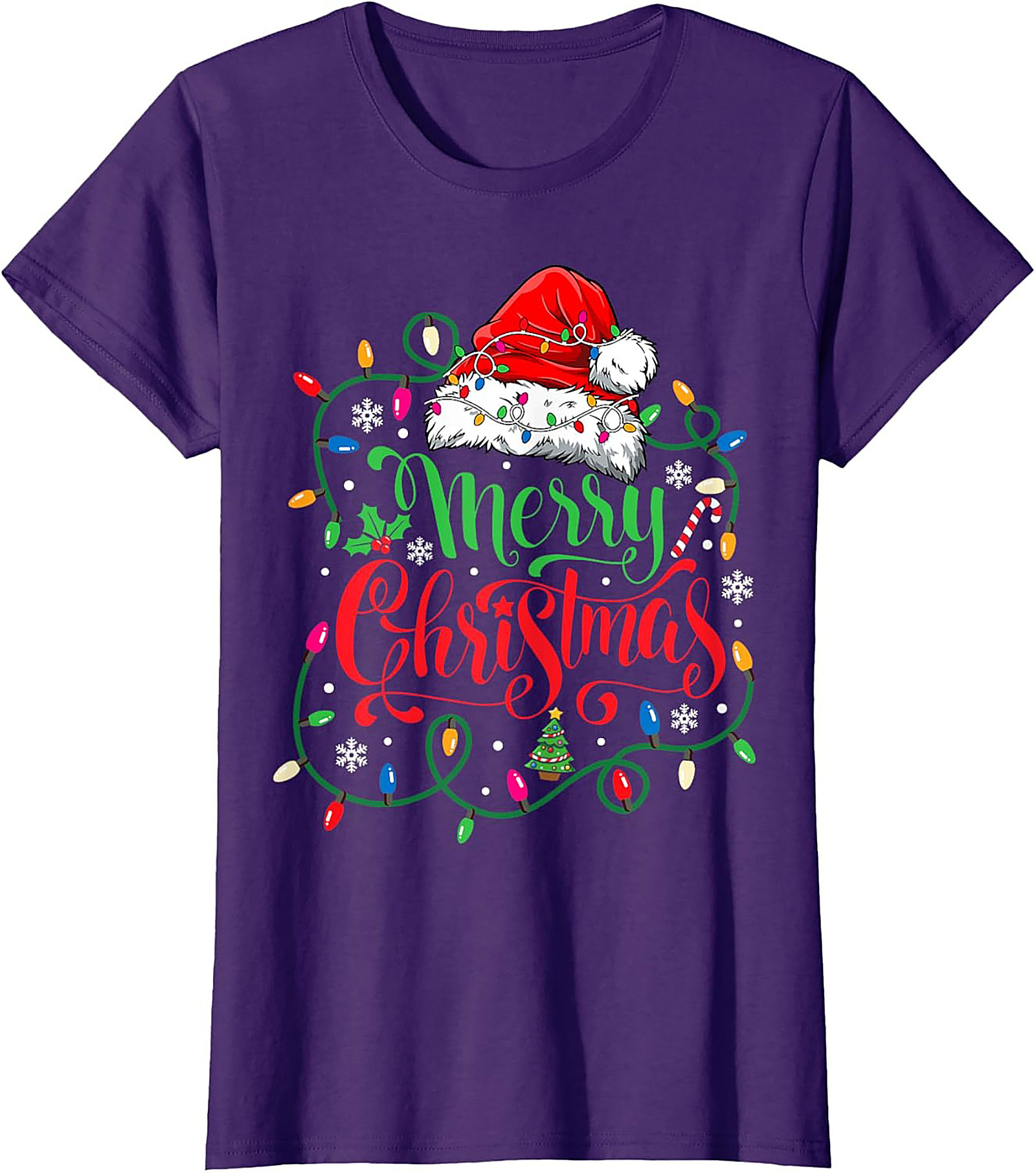Merry Christmas Lights T-Shirt Festive Graphic Tee