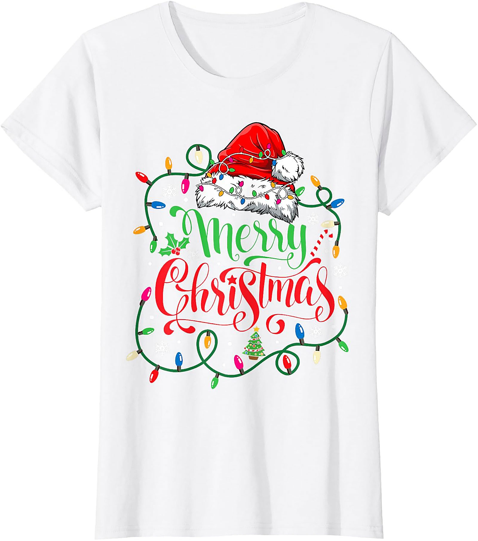 Merry Christmas Lights T-Shirt Festive Graphic Tee
