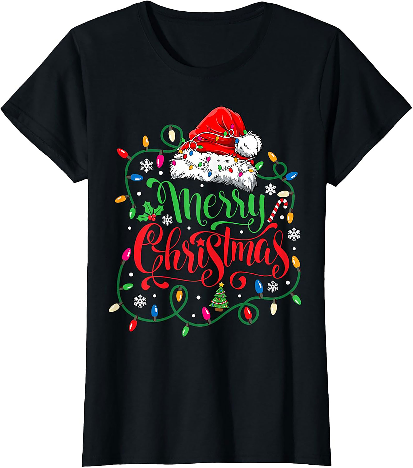 Merry Christmas Lights T-Shirt Festive Graphic Tee