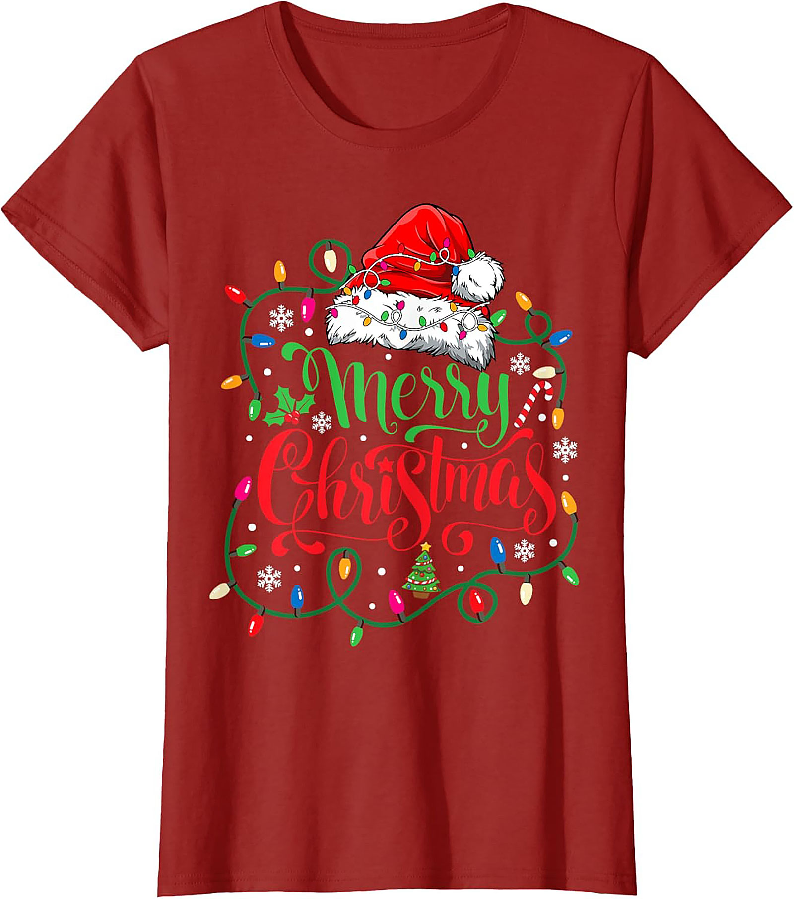 Merry Christmas Lights T-Shirt Festive Graphic Tee