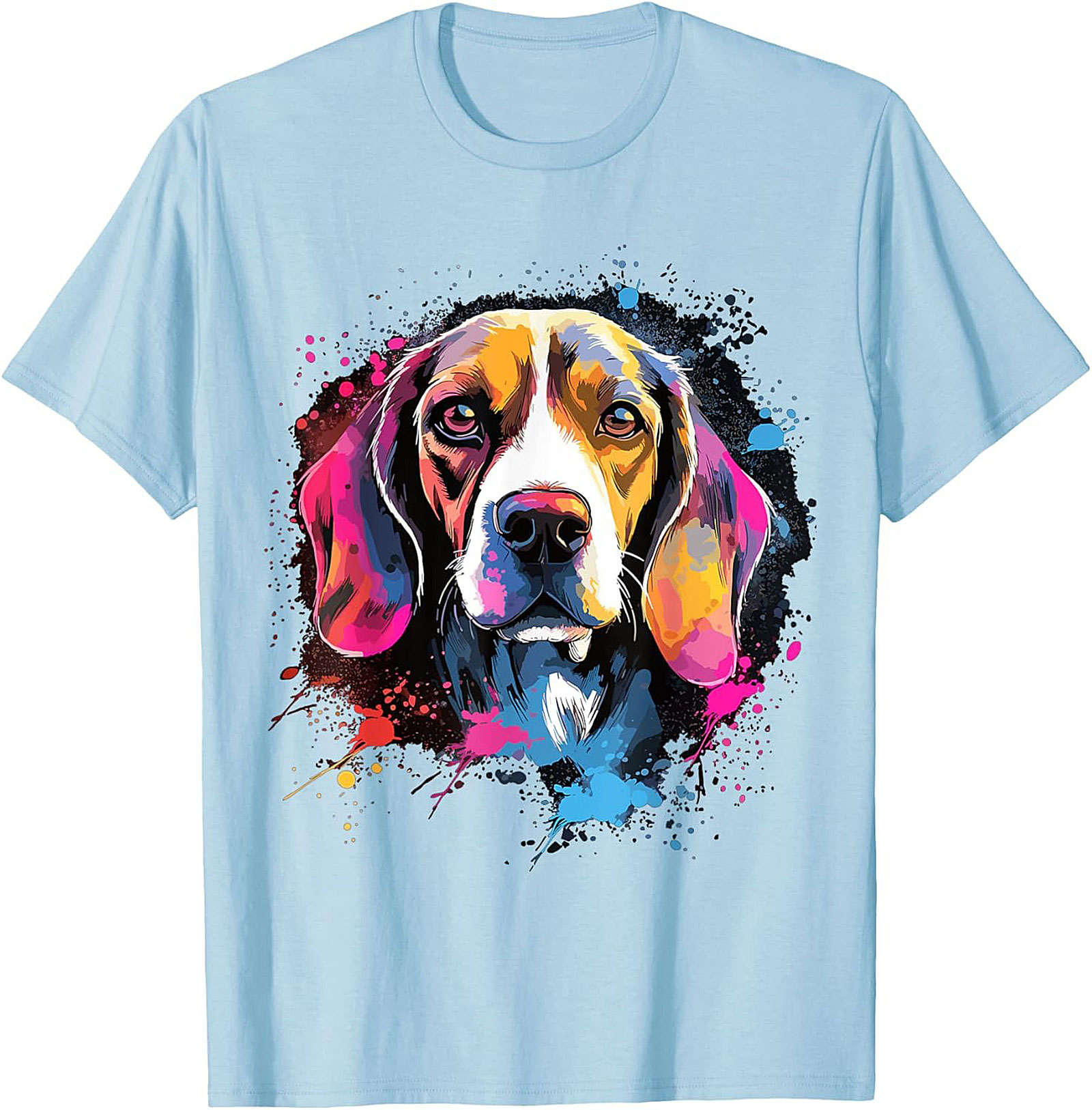 Vibrant Pop Art Beagle Dog Graphic Tee | Artistic Dog Lover T-Shirt