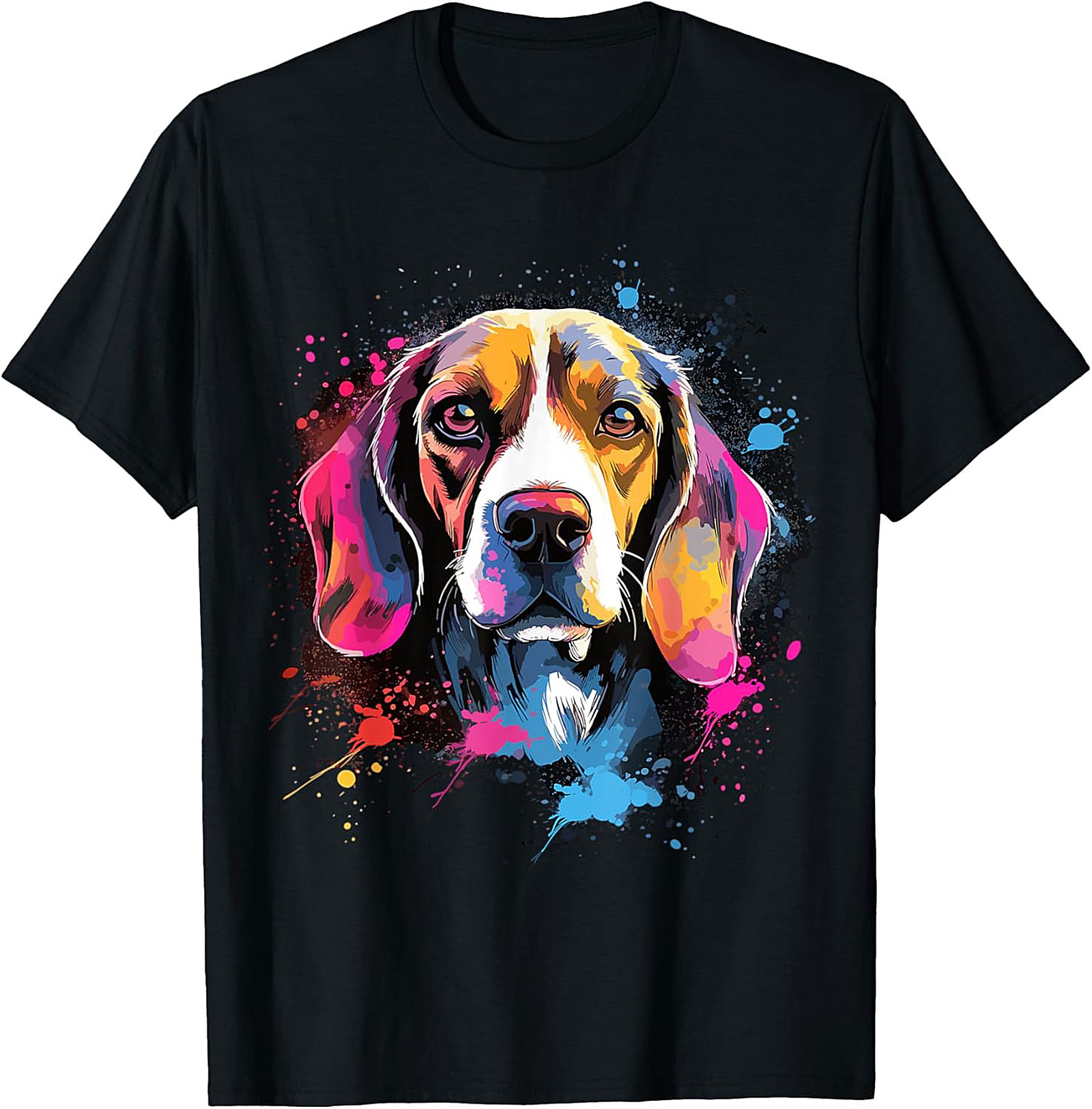 Vibrant Pop Art Beagle Dog Graphic Tee | Artistic Dog Lover T-Shirt