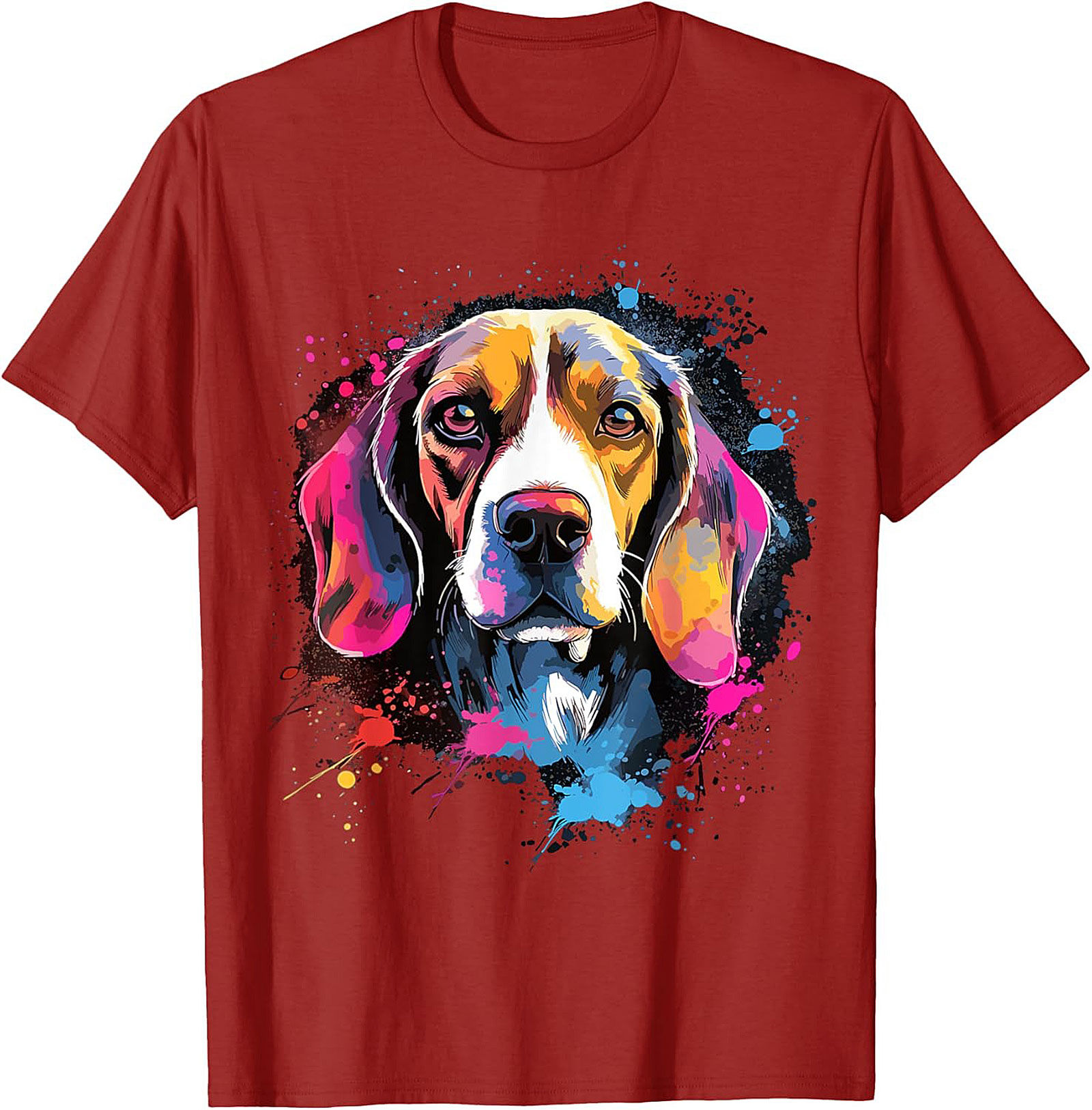 Vibrant Pop Art Beagle Dog Graphic Tee | Artistic Dog Lover T-Shirt