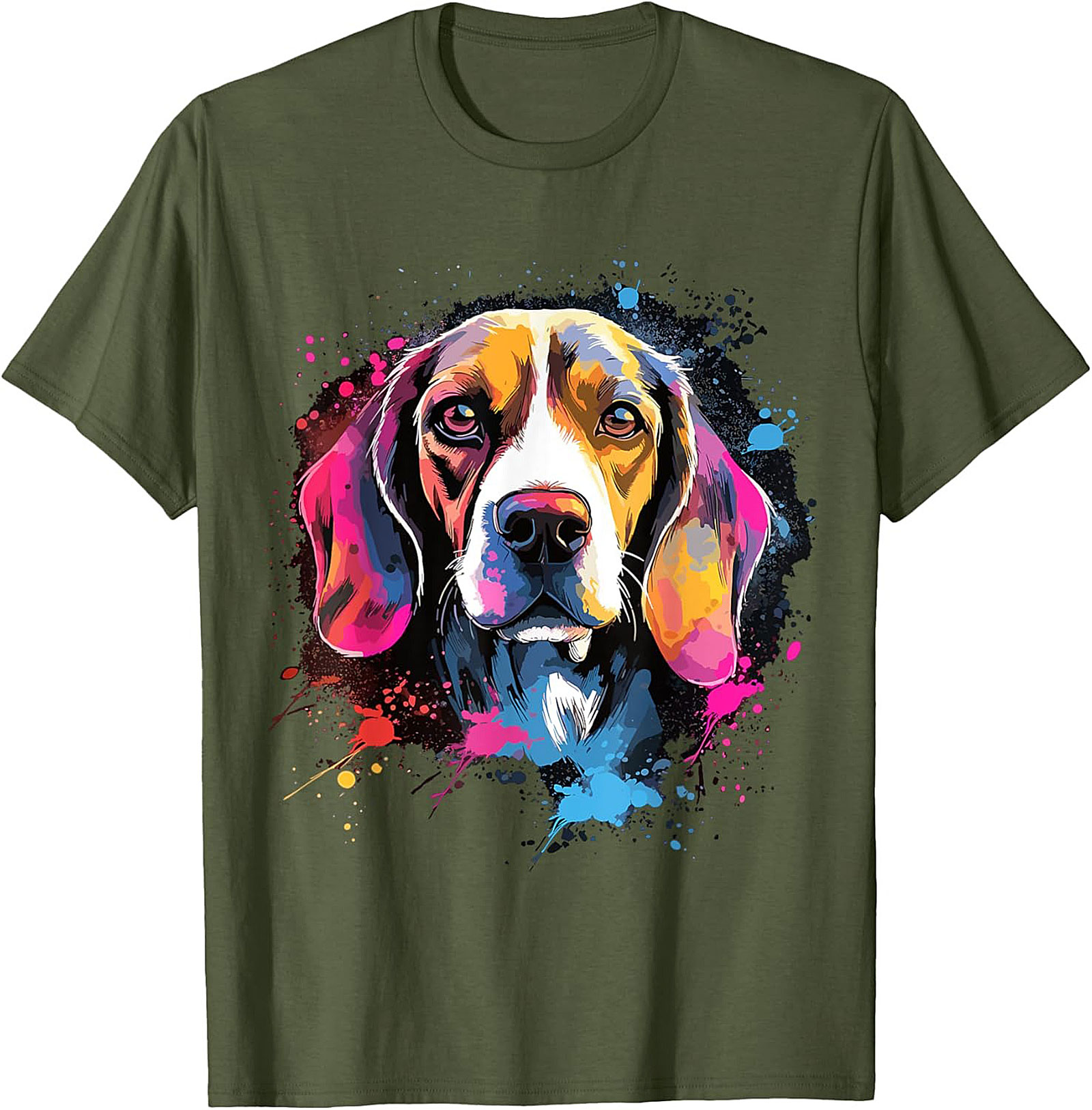 Vibrant Pop Art Beagle Dog Graphic Tee | Artistic Dog Lover T-Shirt