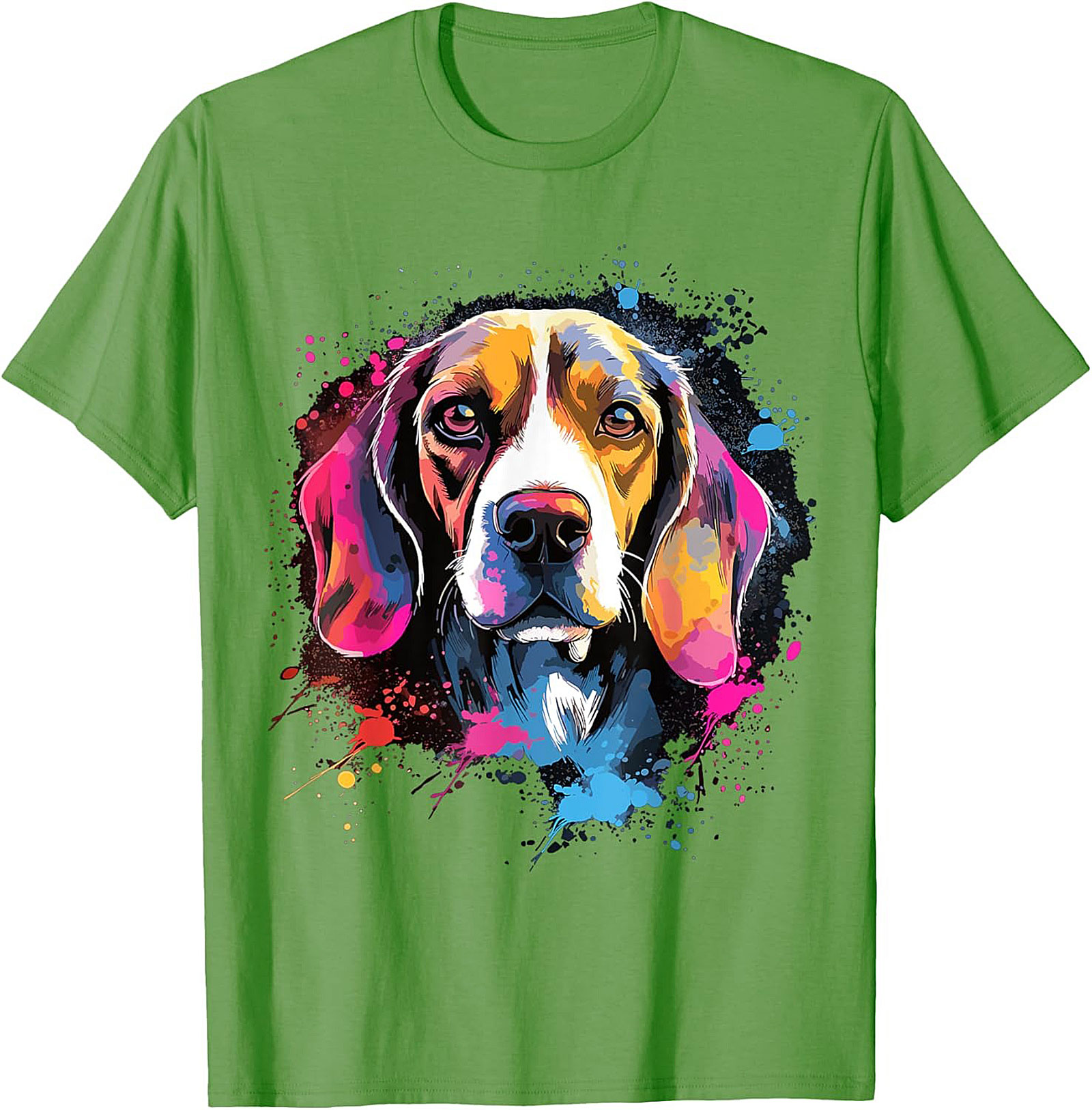 Vibrant Pop Art Beagle Dog Graphic Tee | Artistic Dog Lover T-Shirt